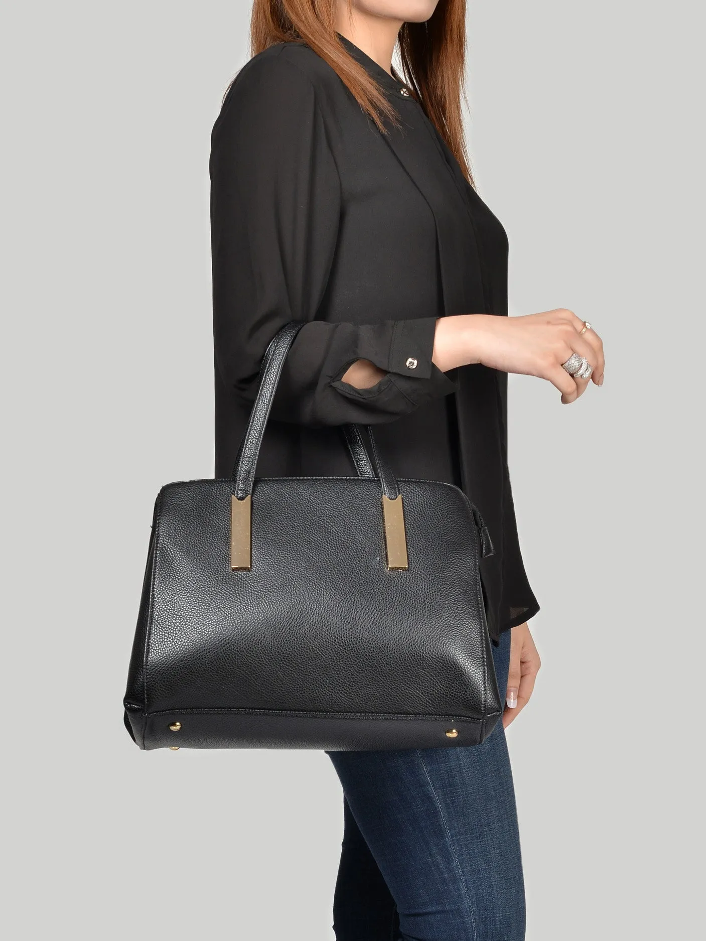 Textured Black Shoulder Bag