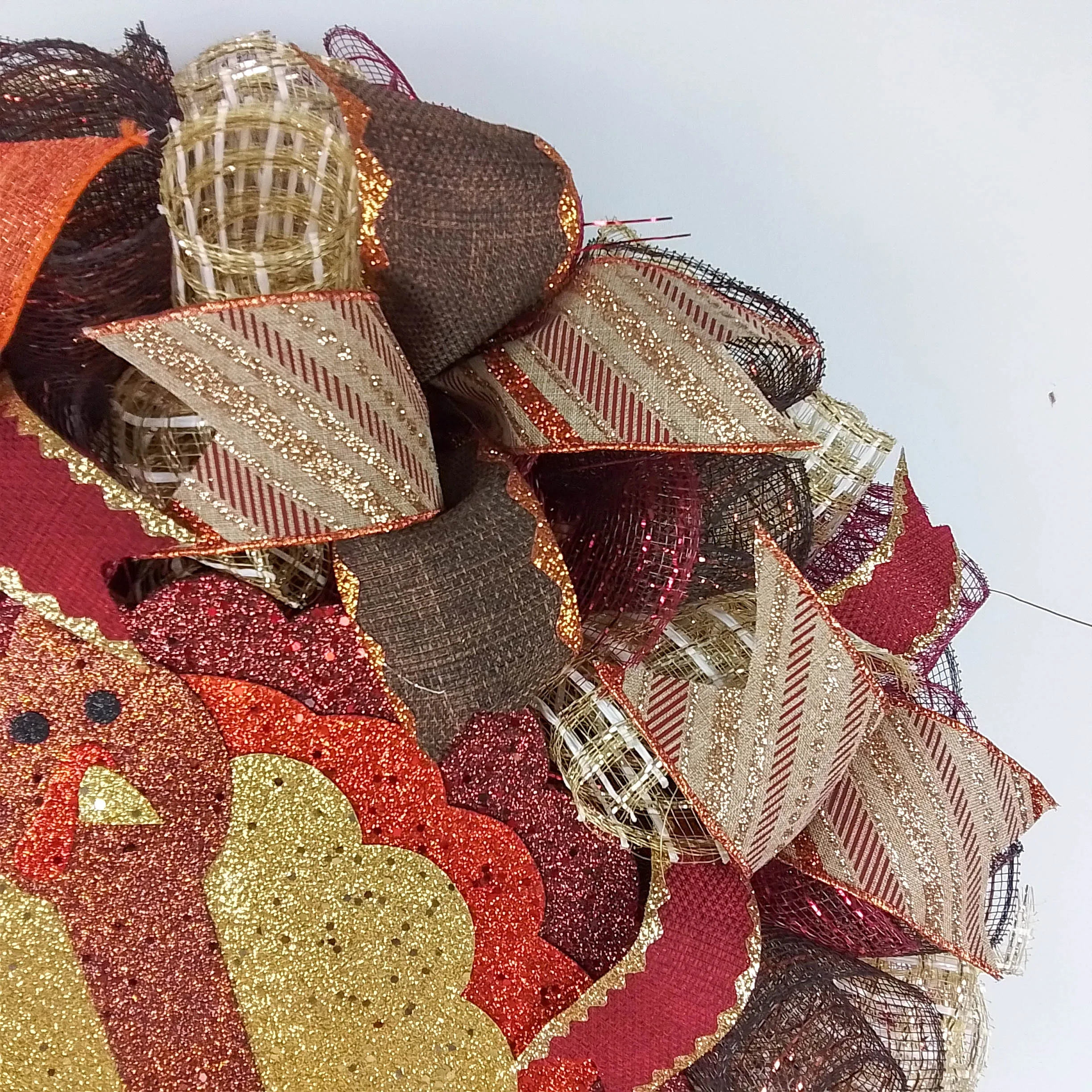 Thanksgiving Turkey Wreath - Fall Deco Mesh Wreath - Turkey Legs - Front Door Wreath