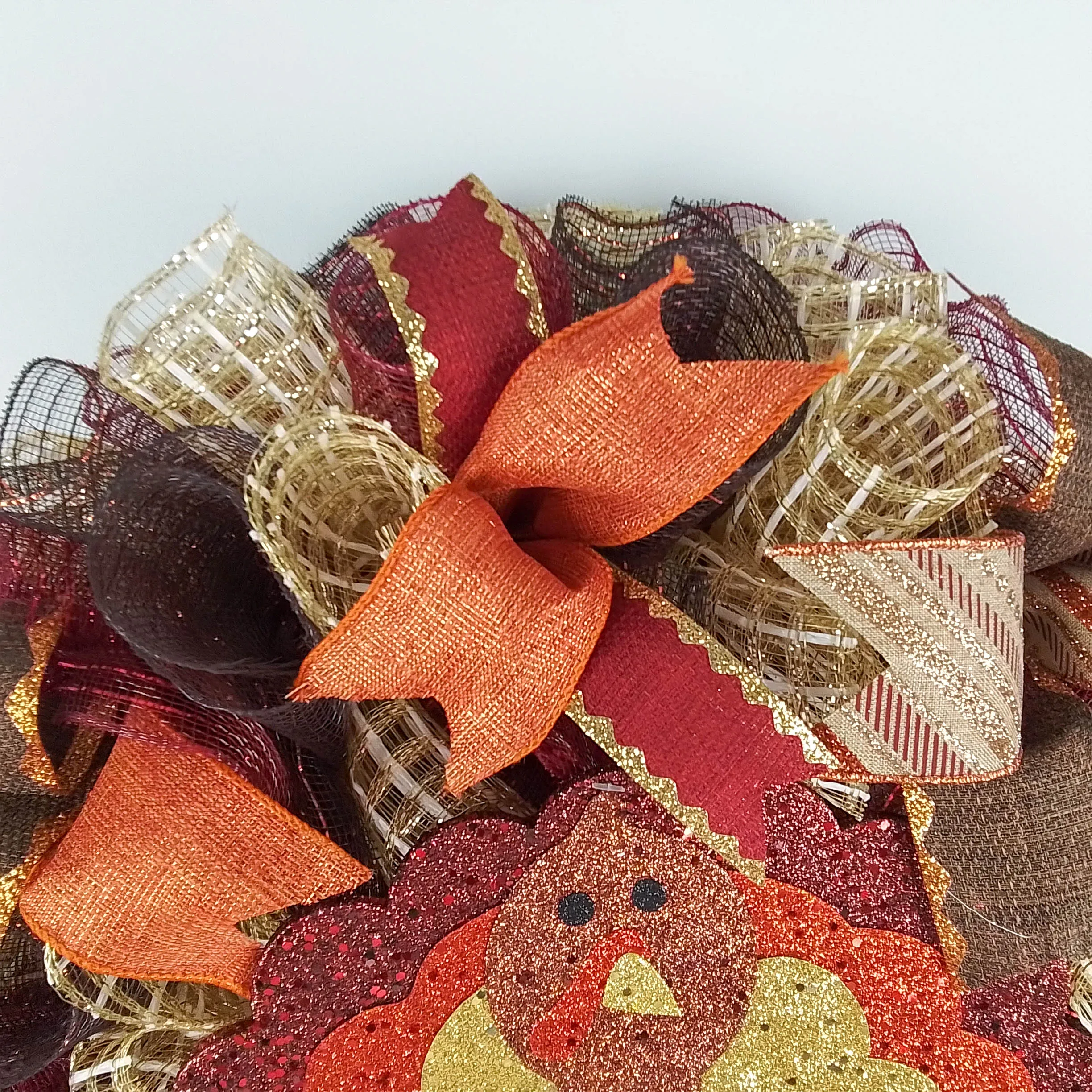 Thanksgiving Turkey Wreath - Fall Deco Mesh Wreath - Turkey Legs - Front Door Wreath