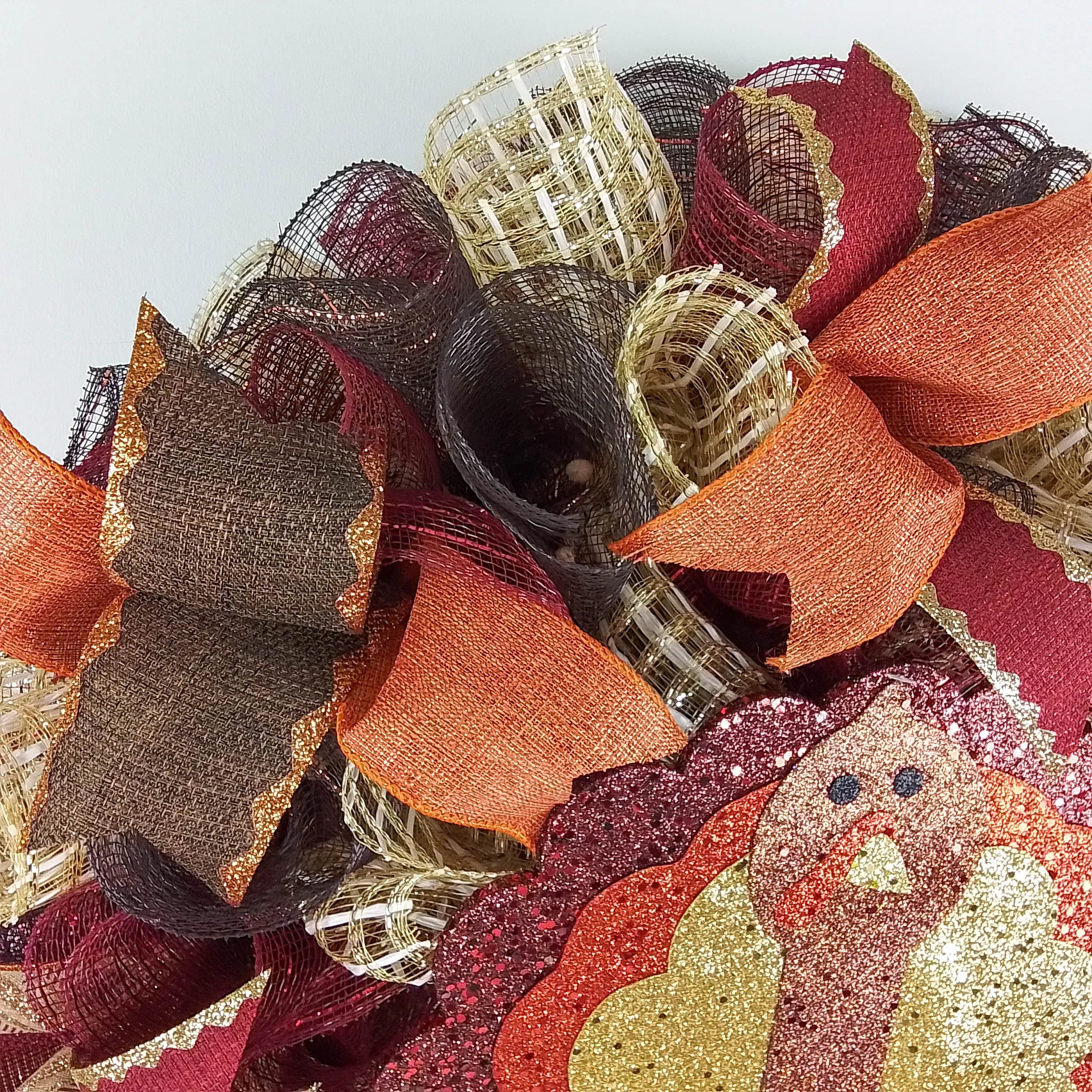 Thanksgiving Turkey Wreath - Fall Deco Mesh Wreath - Turkey Legs - Front Door Wreath