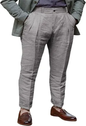 Thatrich Linen Beach Pants Men Casual Straight Leg Sports Yoga Pant Relaxed Fit Breathable Daily Wear Trousers Comfy Slacks