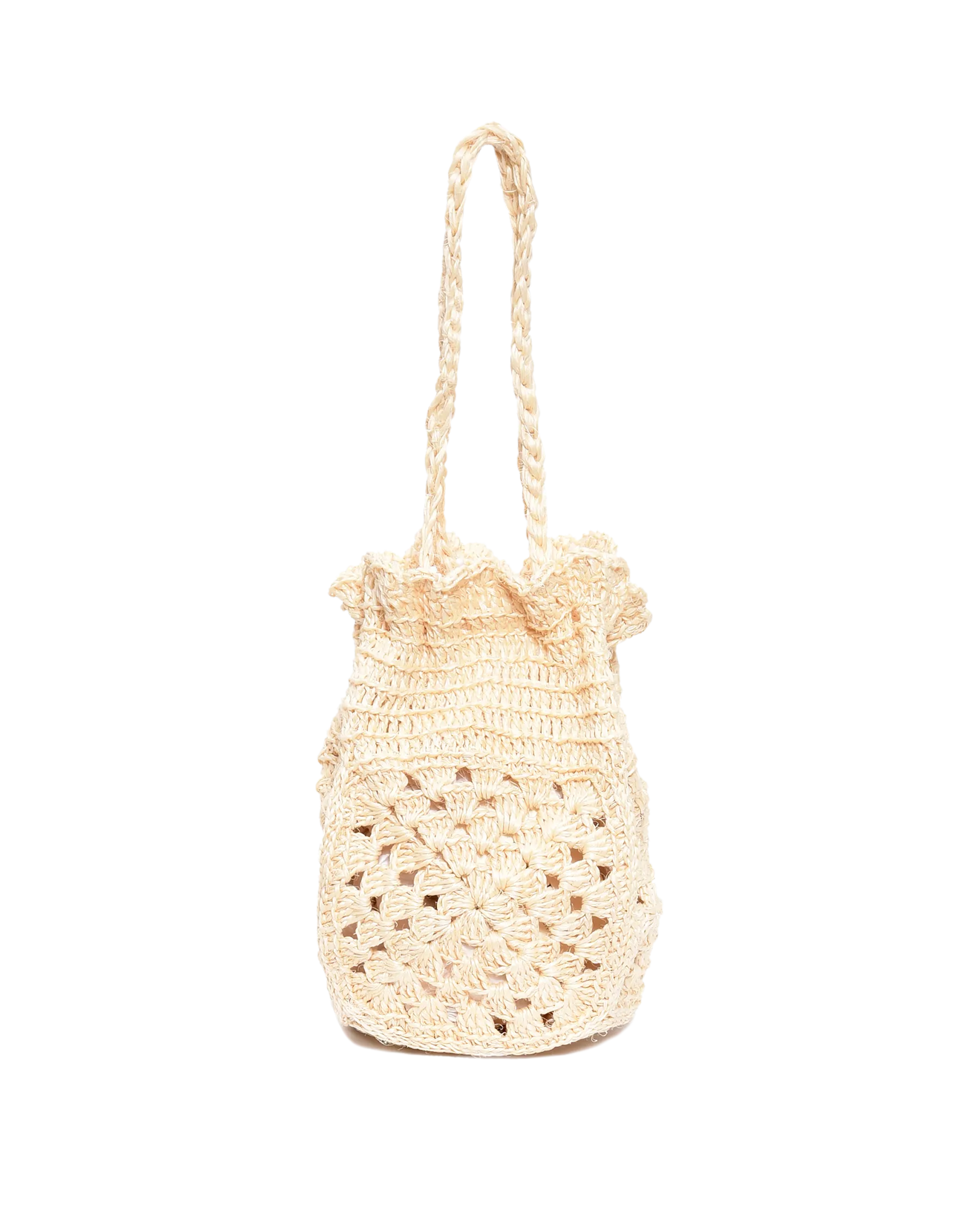 The Crochet Drawstring Bag. -- Natural
