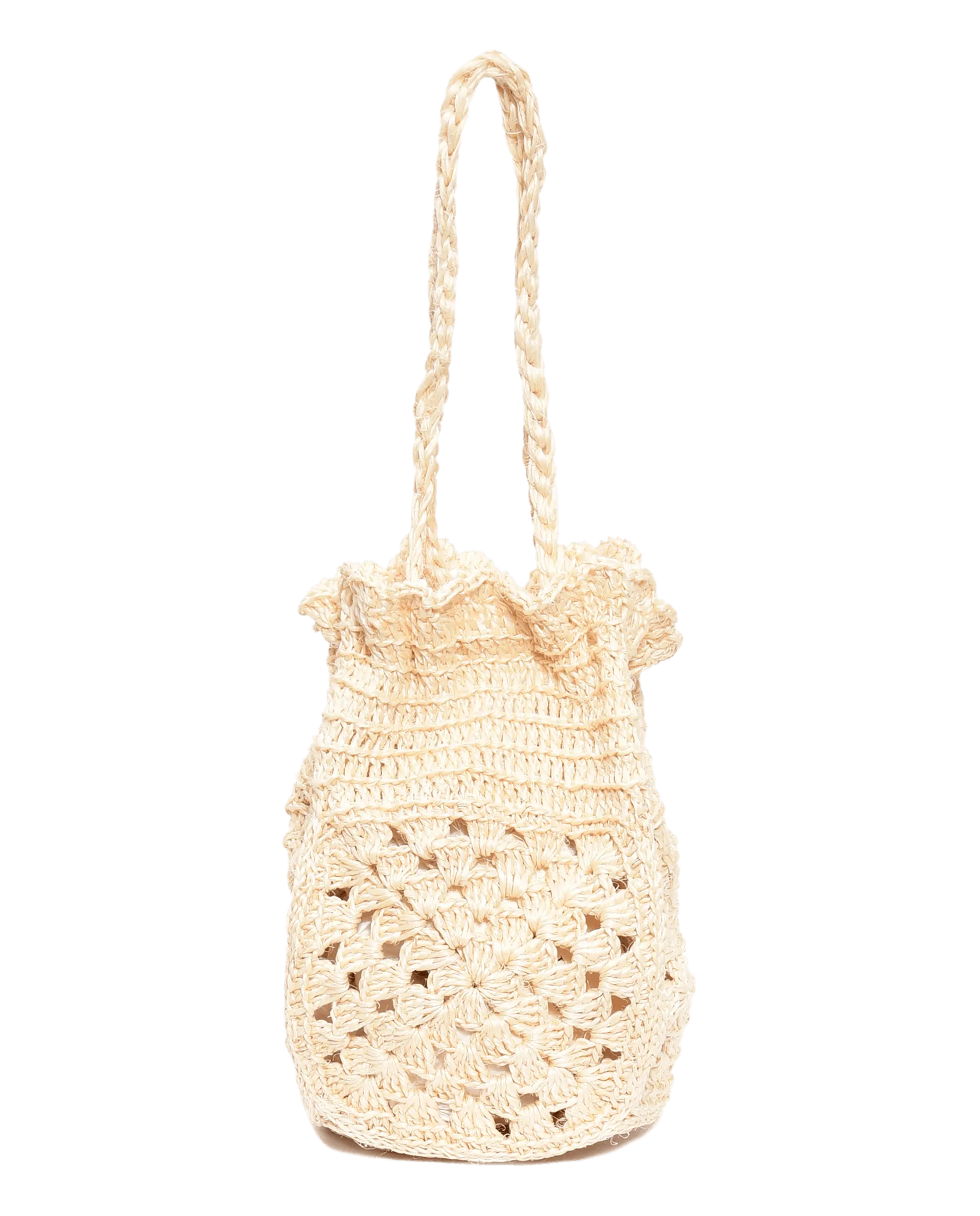 The Crochet Drawstring Bag. -- Natural