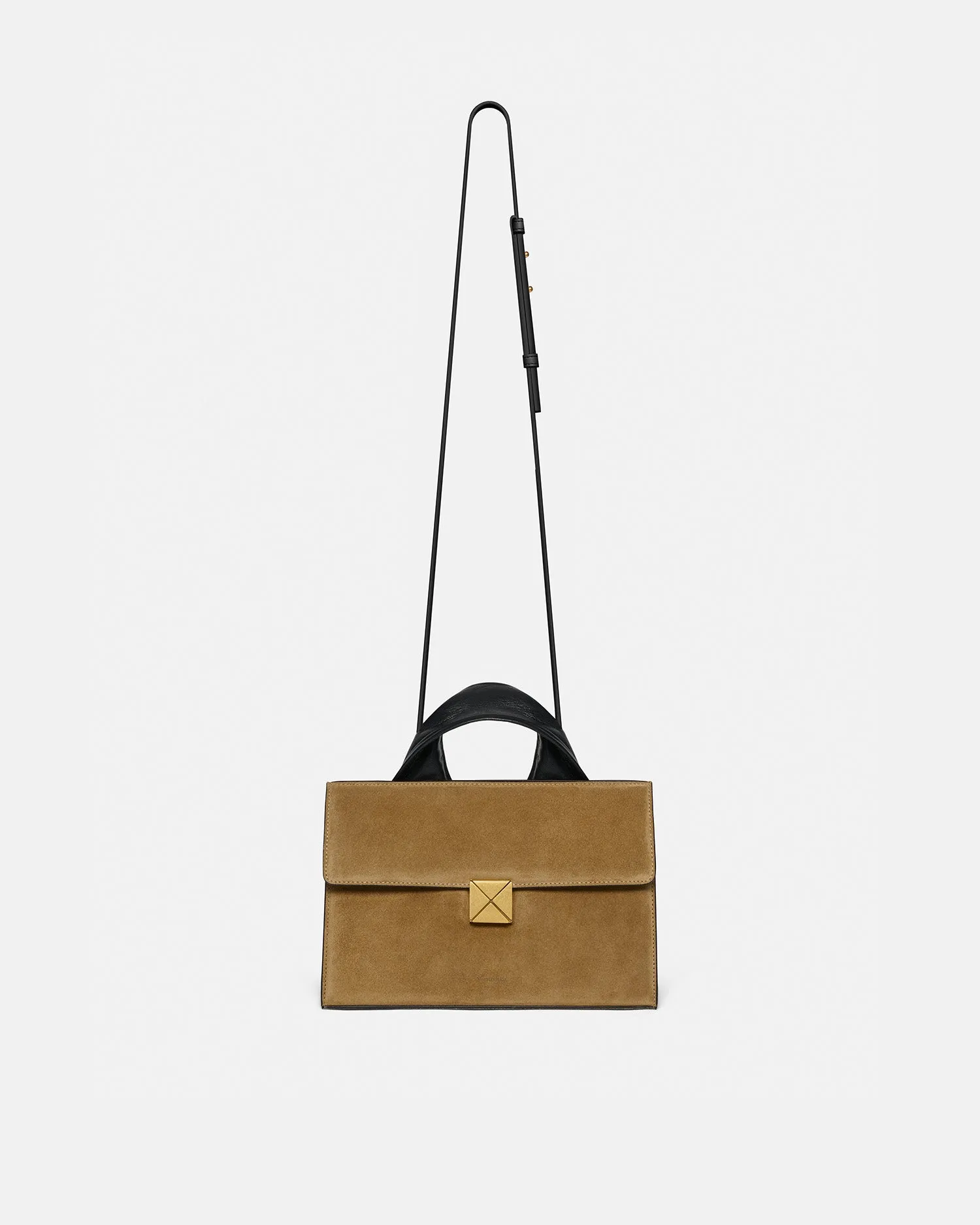 The SANDI Lock - Top Handle Bag - Brown Suede