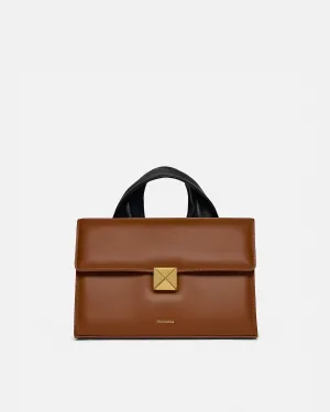 The SANDI Lock - Top Handle Bag - Tan