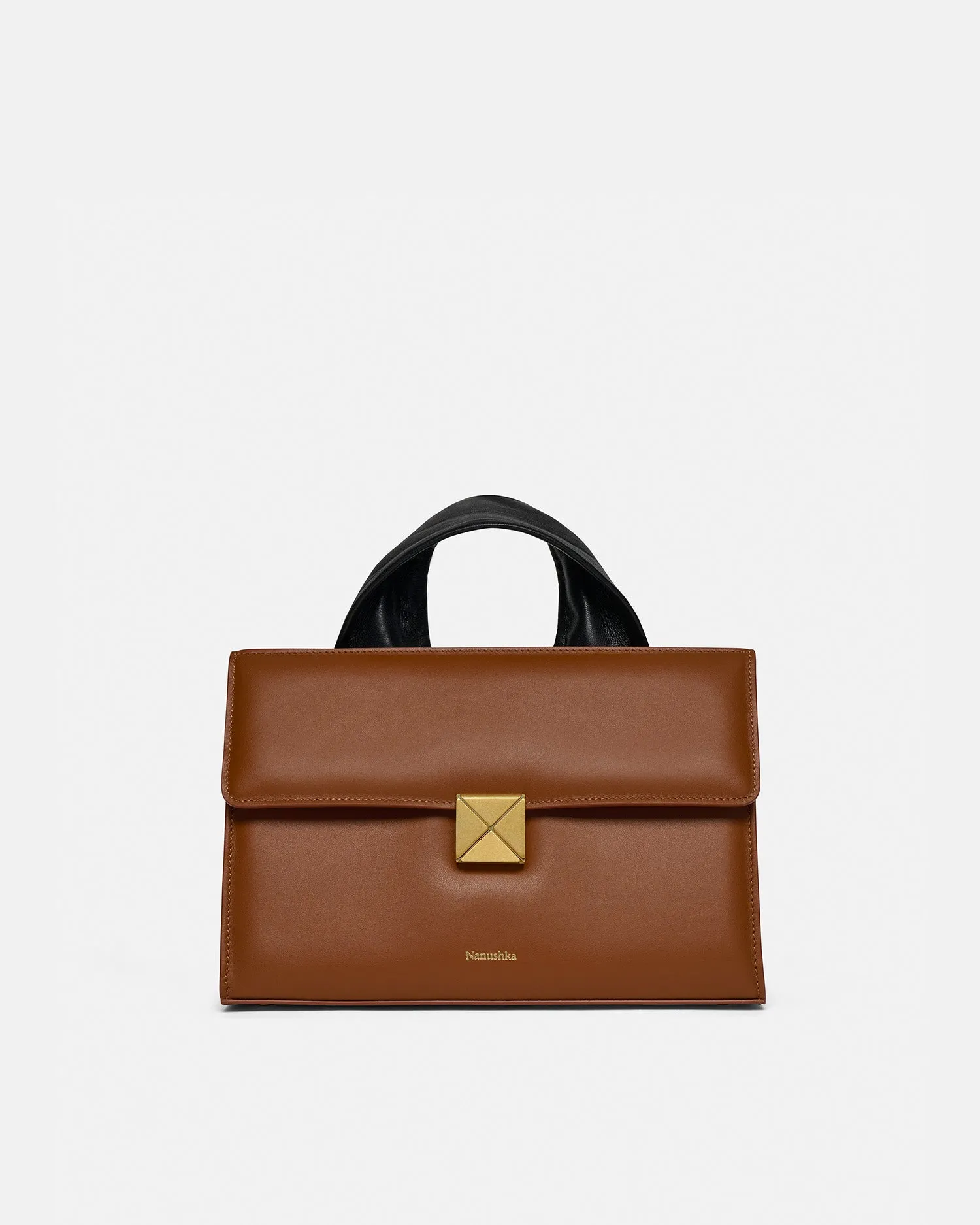 The SANDI Lock - Top Handle Bag - Tan