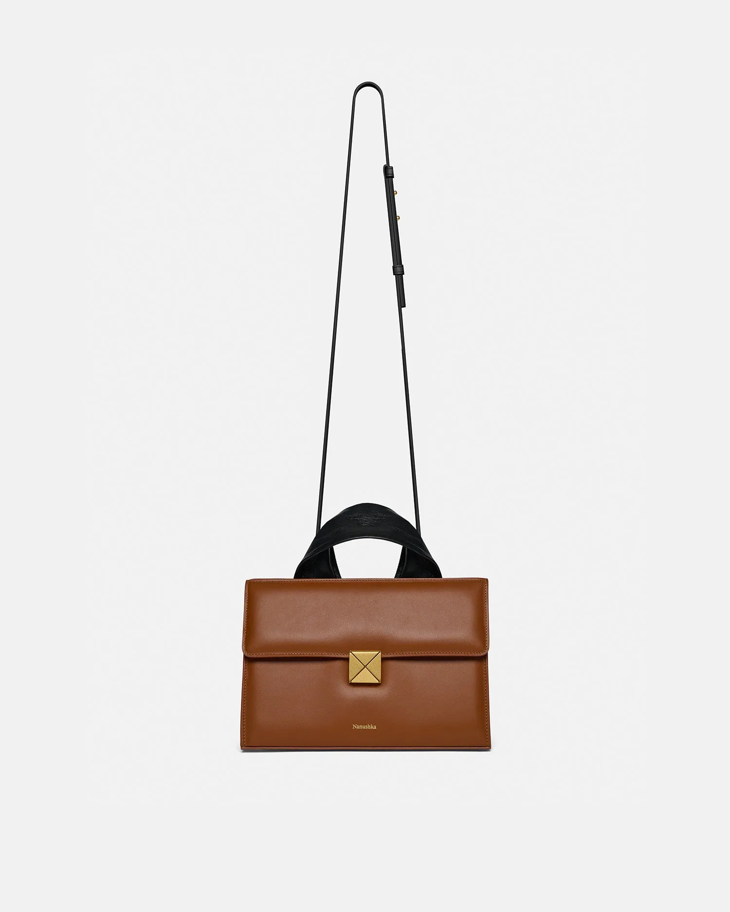 The SANDI Lock - Top Handle Bag - Tan
