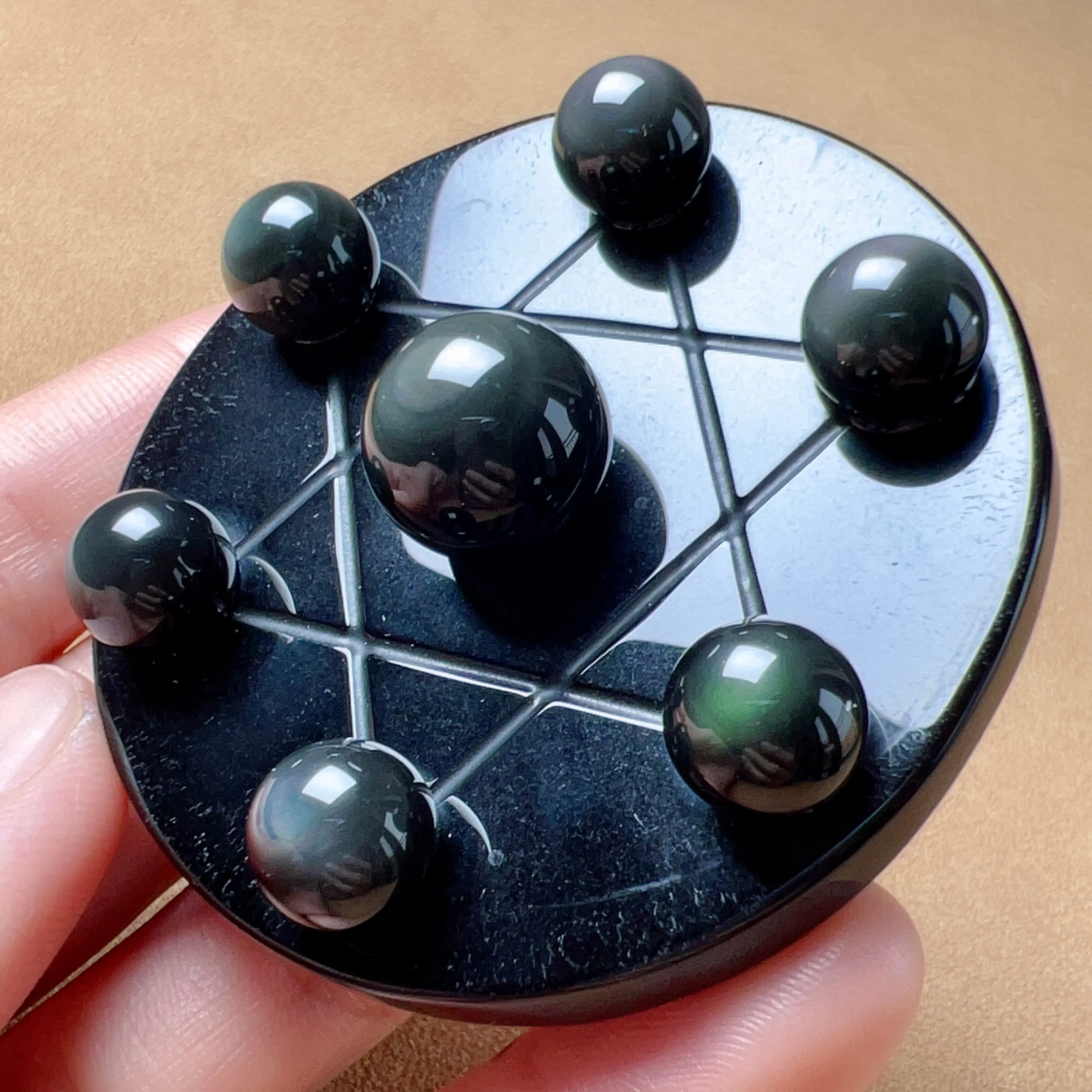 Top Grade Rainbow Sheen Obsidian Mini Seven Star Array | Handmade Root Chakra Healing Home Decor