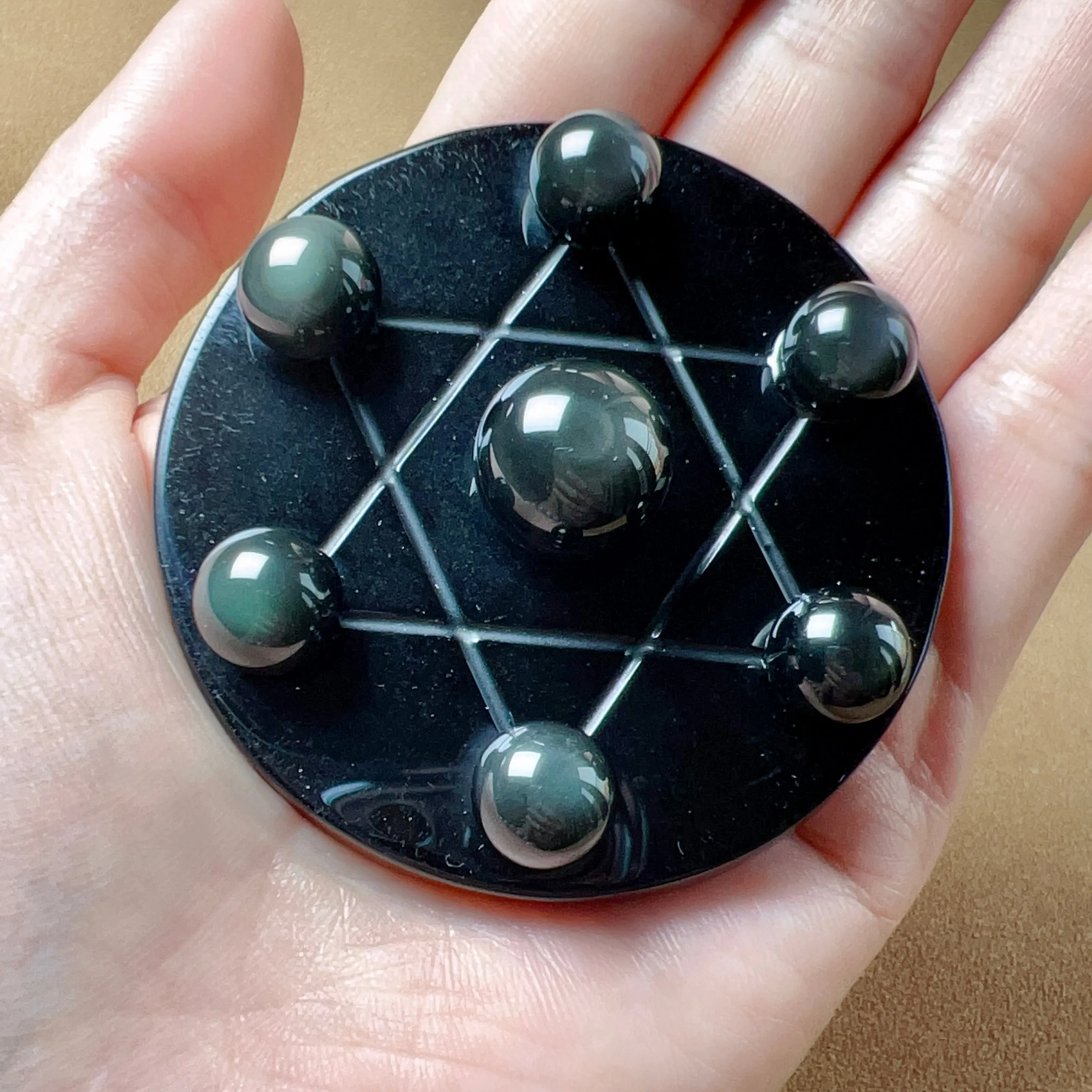 Top Grade Rainbow Sheen Obsidian Mini Seven Star Array | Handmade Root Chakra Healing Home Decor