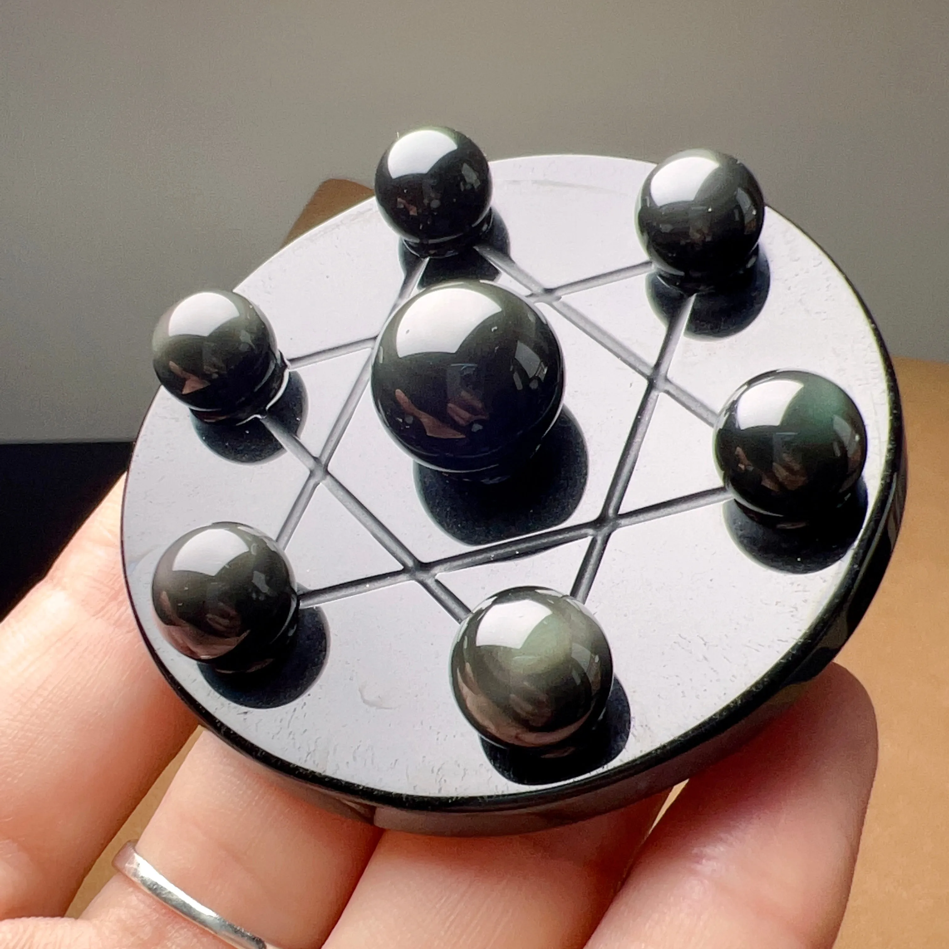 Top Grade Rainbow Sheen Obsidian Mini Seven Star Array | Handmade Root Chakra Healing Home Decor