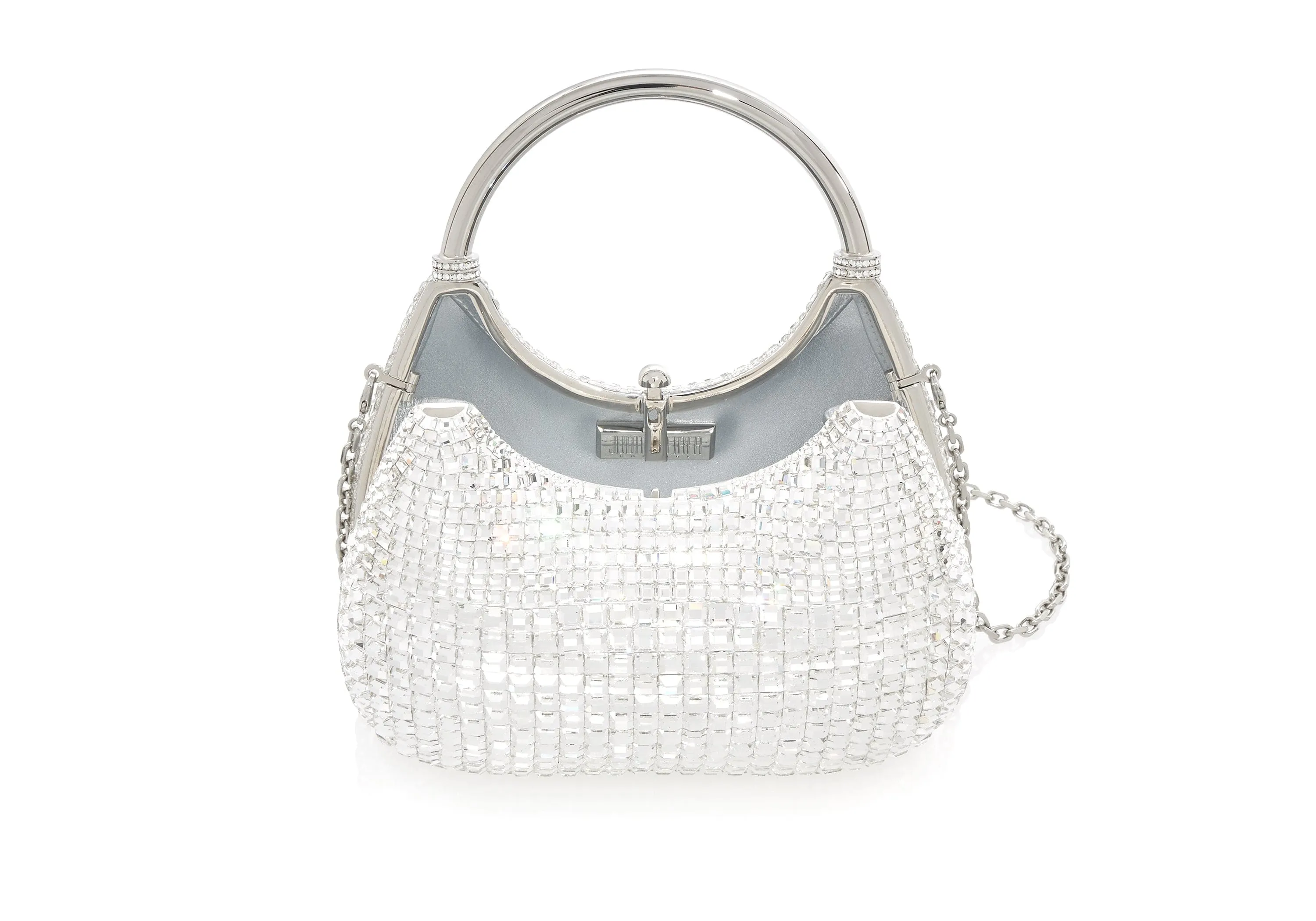 Top Handle Squares Clutch Silver