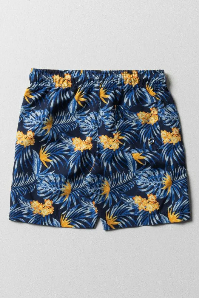 Tropical Swim Shorts Navy