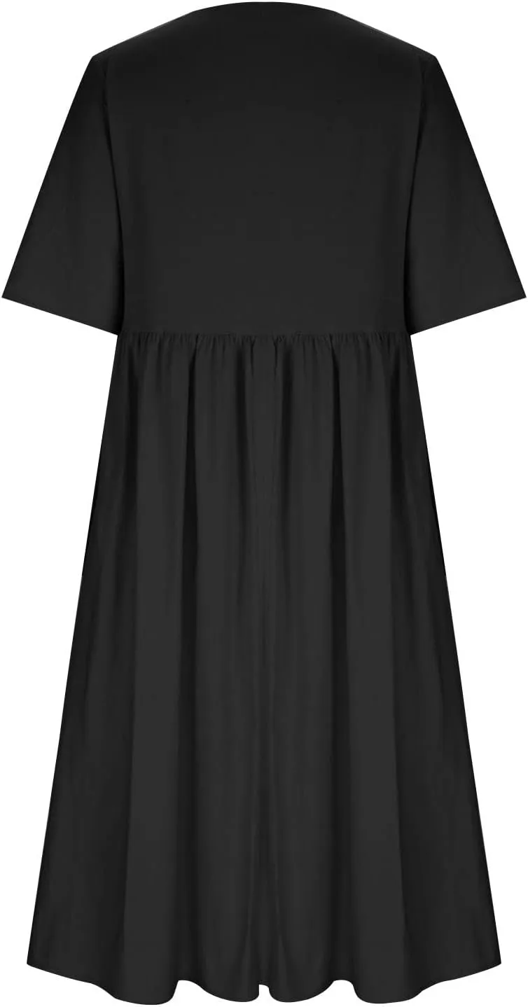 Tshirt Dress for Women 2025 Casual Plus Size Summer Midi Dress Boho Floral Print Loose Flowy Long Dresses with Pockets