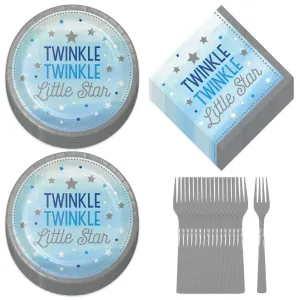 Twinkle, Twinkle Little Star Paper Plates, Lunch Napkins, and Forks (Serves 16)