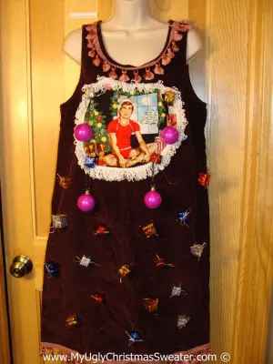 Ugly Christmas Sweater Party Tacky Dress Hottie Guy & Real Ornaments (d91)