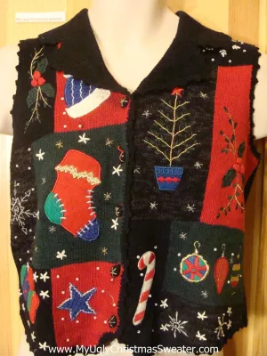 Ugly Christmas Sweater Vest with Crafty Decorations