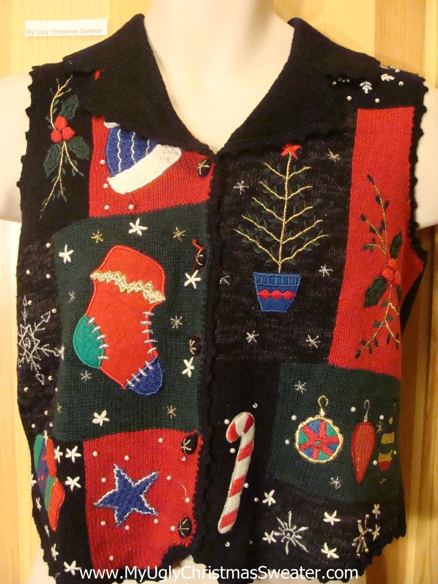 Ugly Christmas Sweater Vest with Crafty Decorations