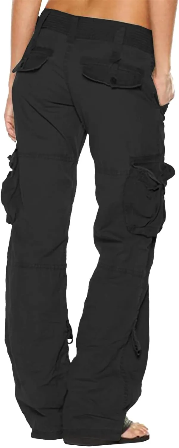 Uillui Womens Relaxed Fit Baggy Cargo Pants Y2K Teen Girls Trendy Low Waist Parachute Pants Wide Leg Trousers Hiking Pants