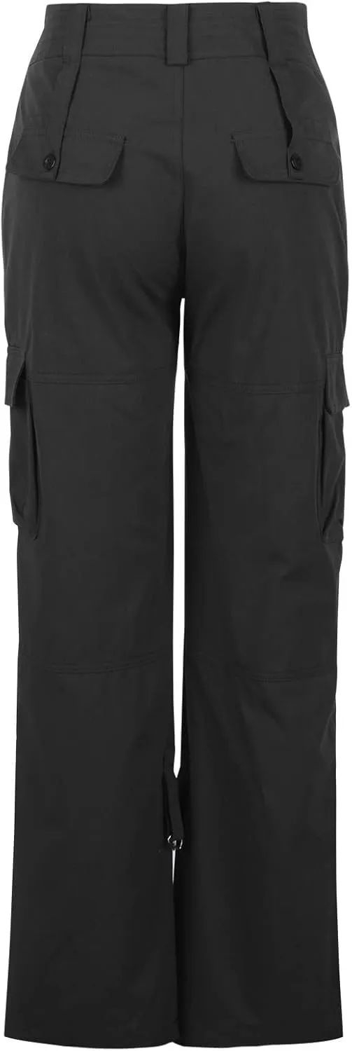 Uillui Womens Relaxed Fit Baggy Cargo Pants Y2K Teen Girls Trendy Low Waist Parachute Pants Wide Leg Trousers Hiking Pants