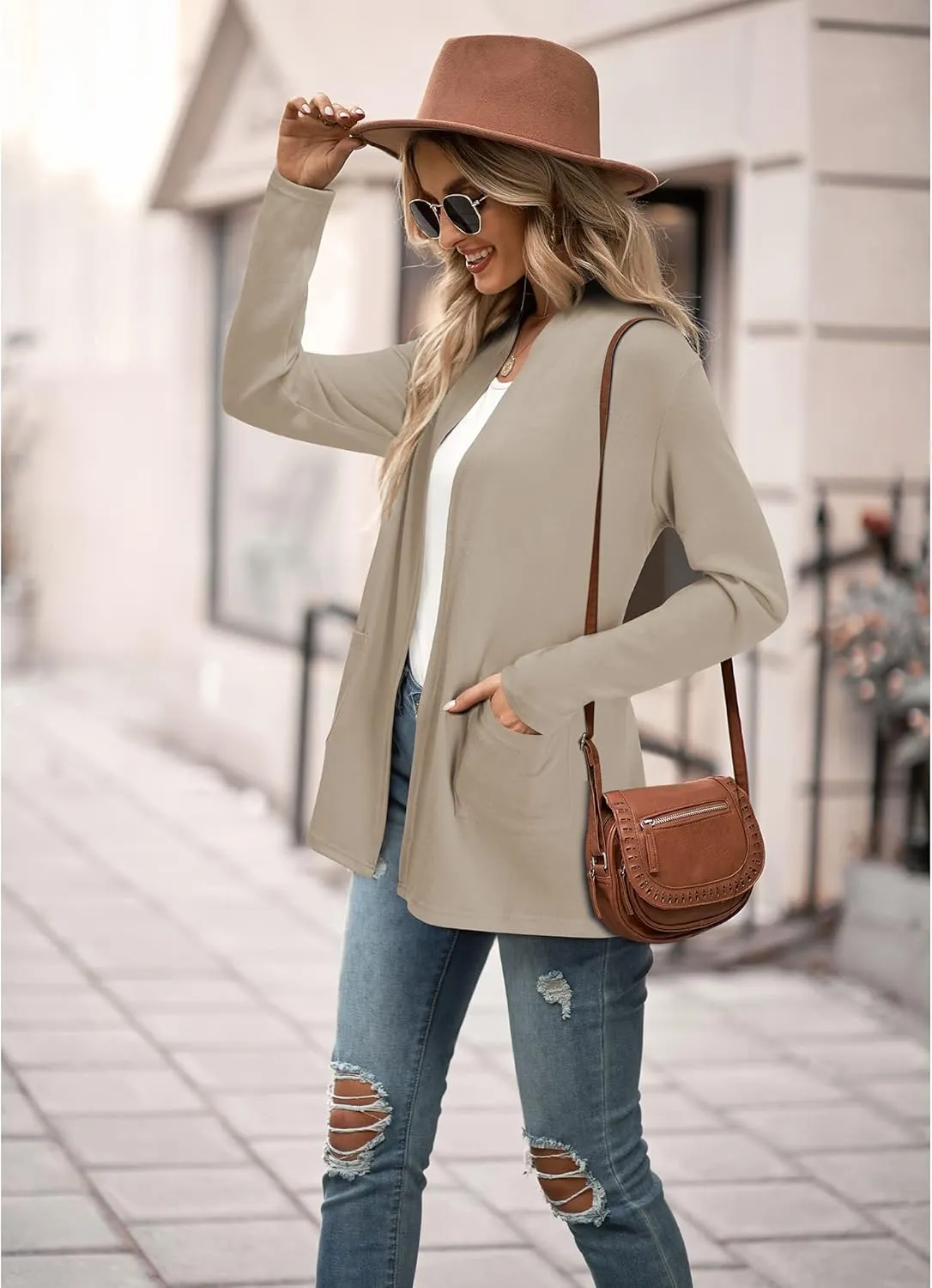 ULTRANICE Cardigan Sweaters Womens Fashion 2025 Spring Lightweight Long Sleeve Casual Tops Clothes Outfits with Pockets