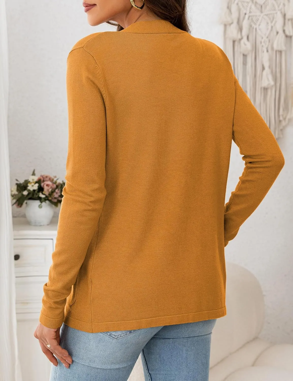 VERABENDI Womens Lightweight Open Front Long Sleeve Cardigan Sweaters for Women with Pockets S-XL