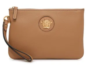 Versace La Medusa Leather Zip Pouch