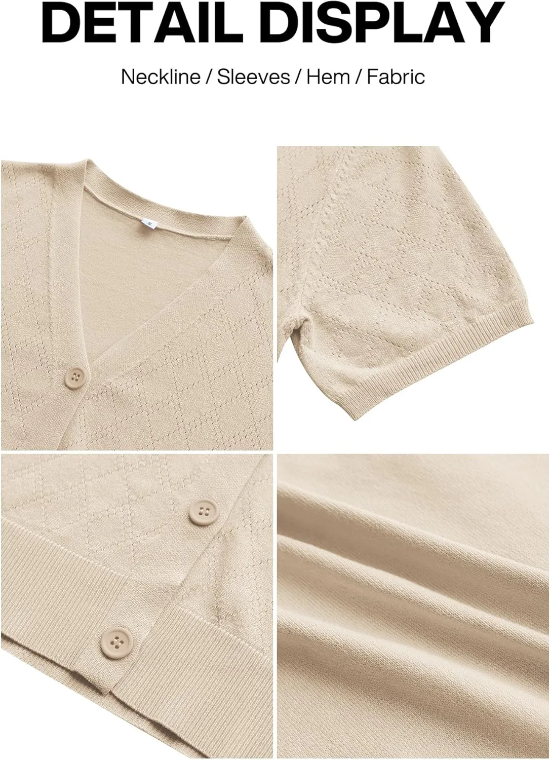 VIISHOW Short Sleeve Lightweight Summer Cardigan for Women, Button Down Open Front V Neck Crochet Knit Cropped Bolero Shrugs