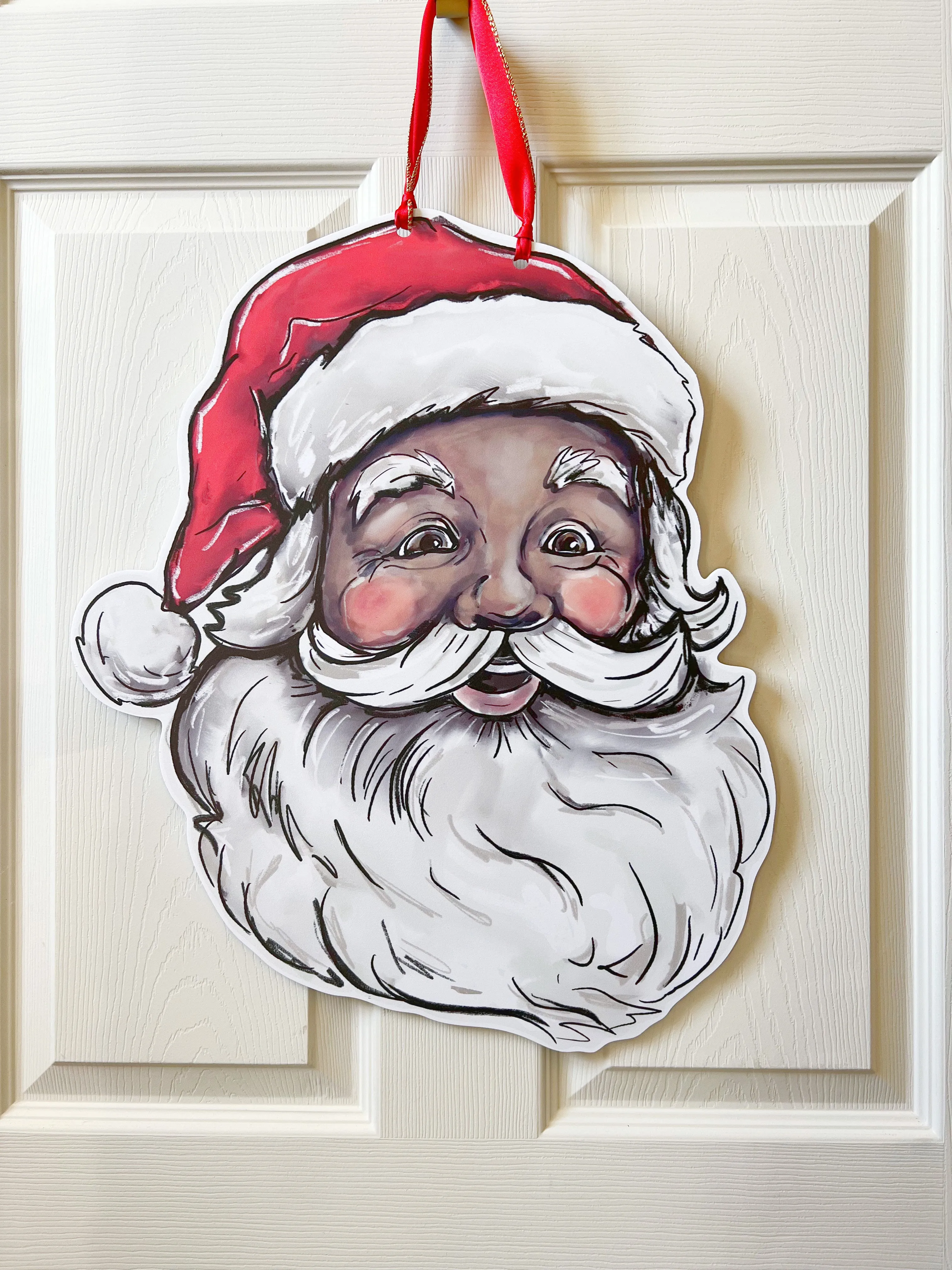 Vintage Jolly Santa Door Hanger