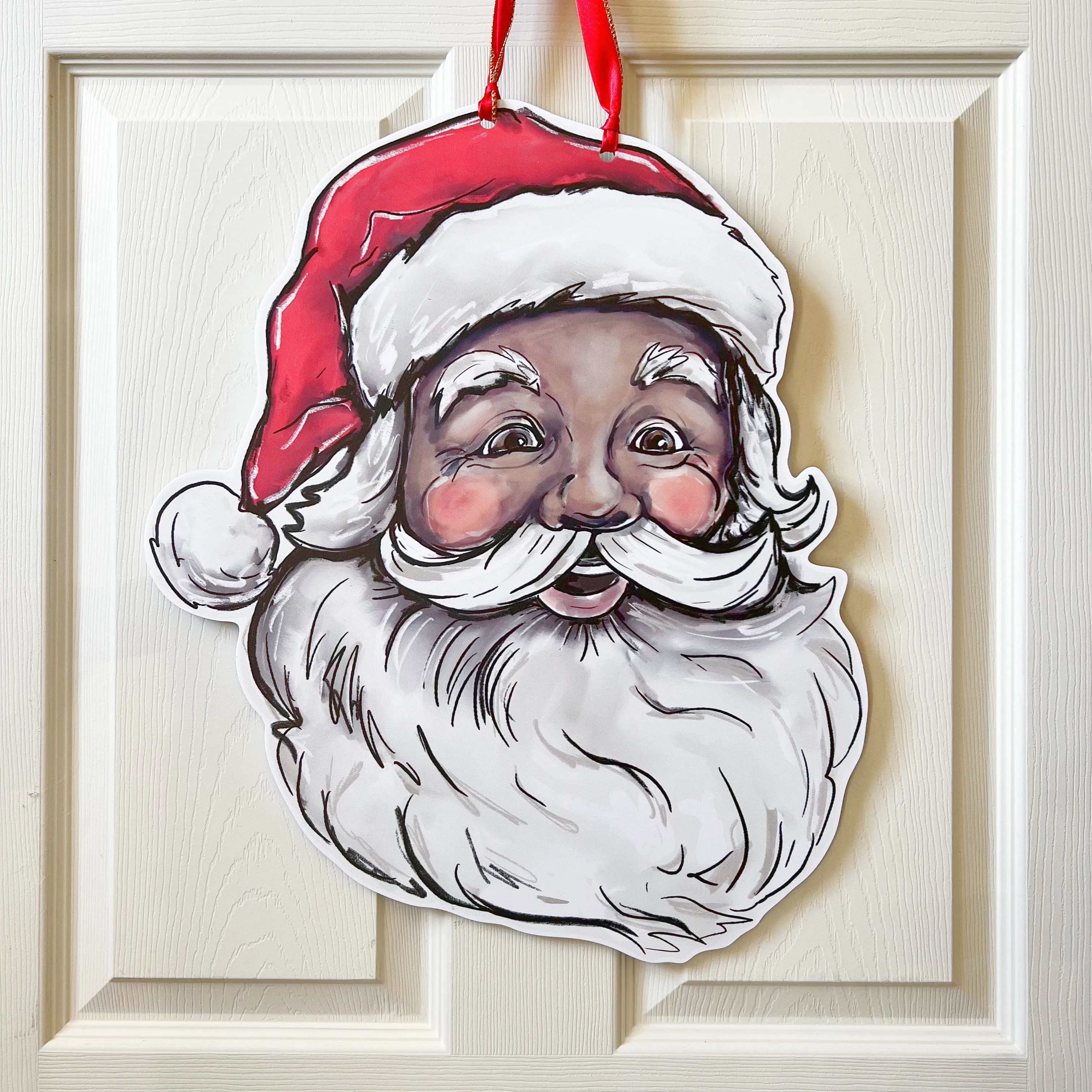 Vintage Jolly Santa Door Hanger
