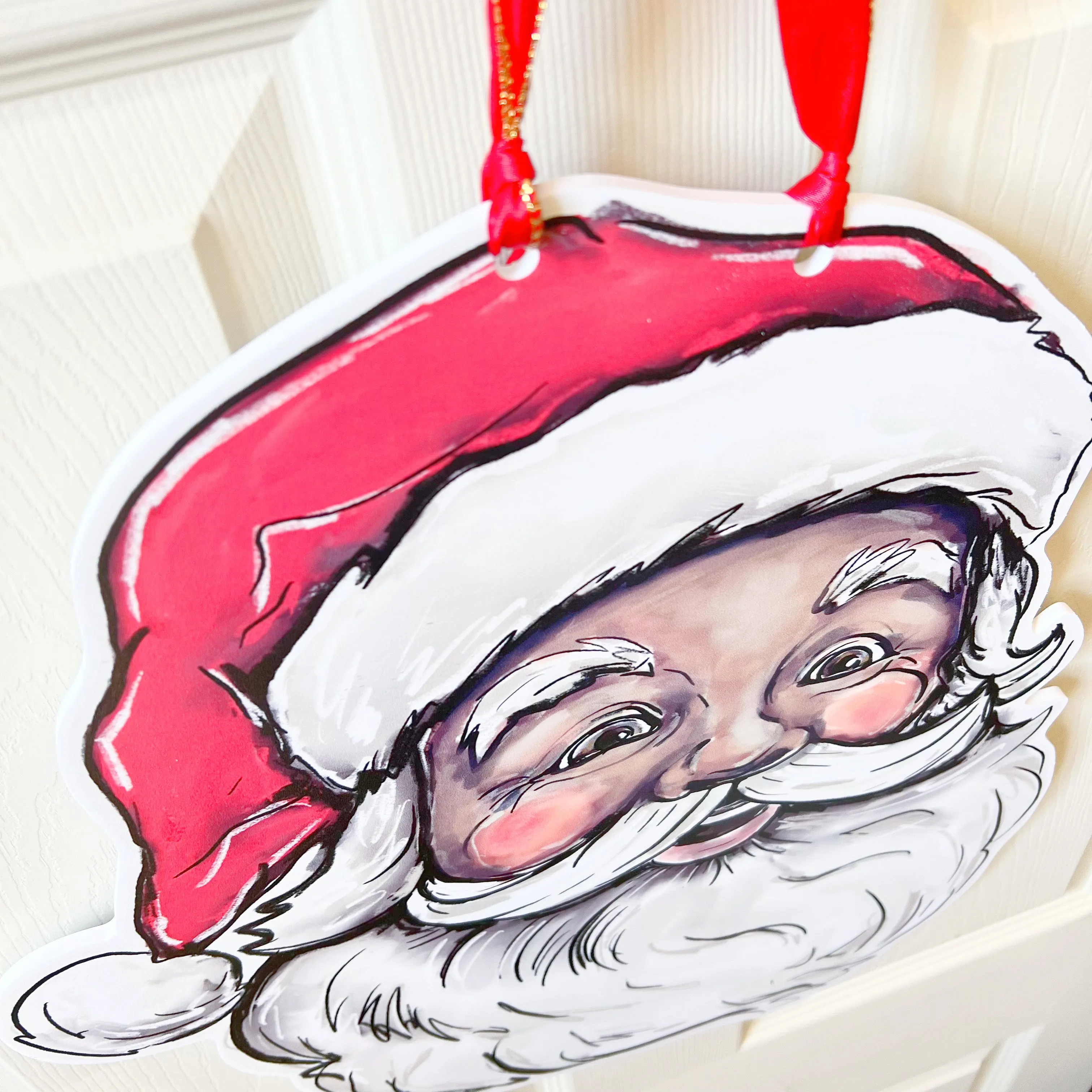 Vintage Jolly Santa Door Hanger
