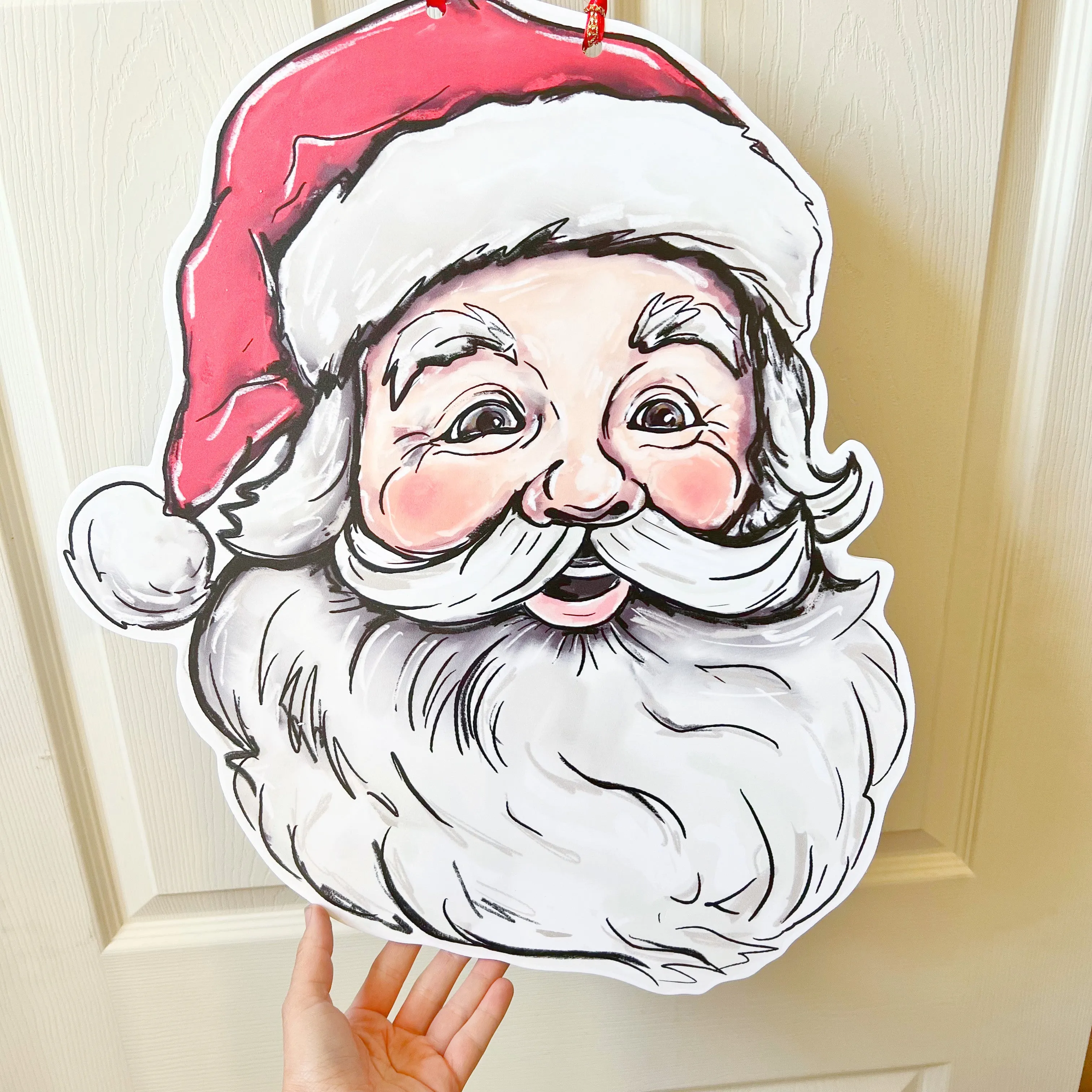 Vintage Jolly Santa Door Hanger
