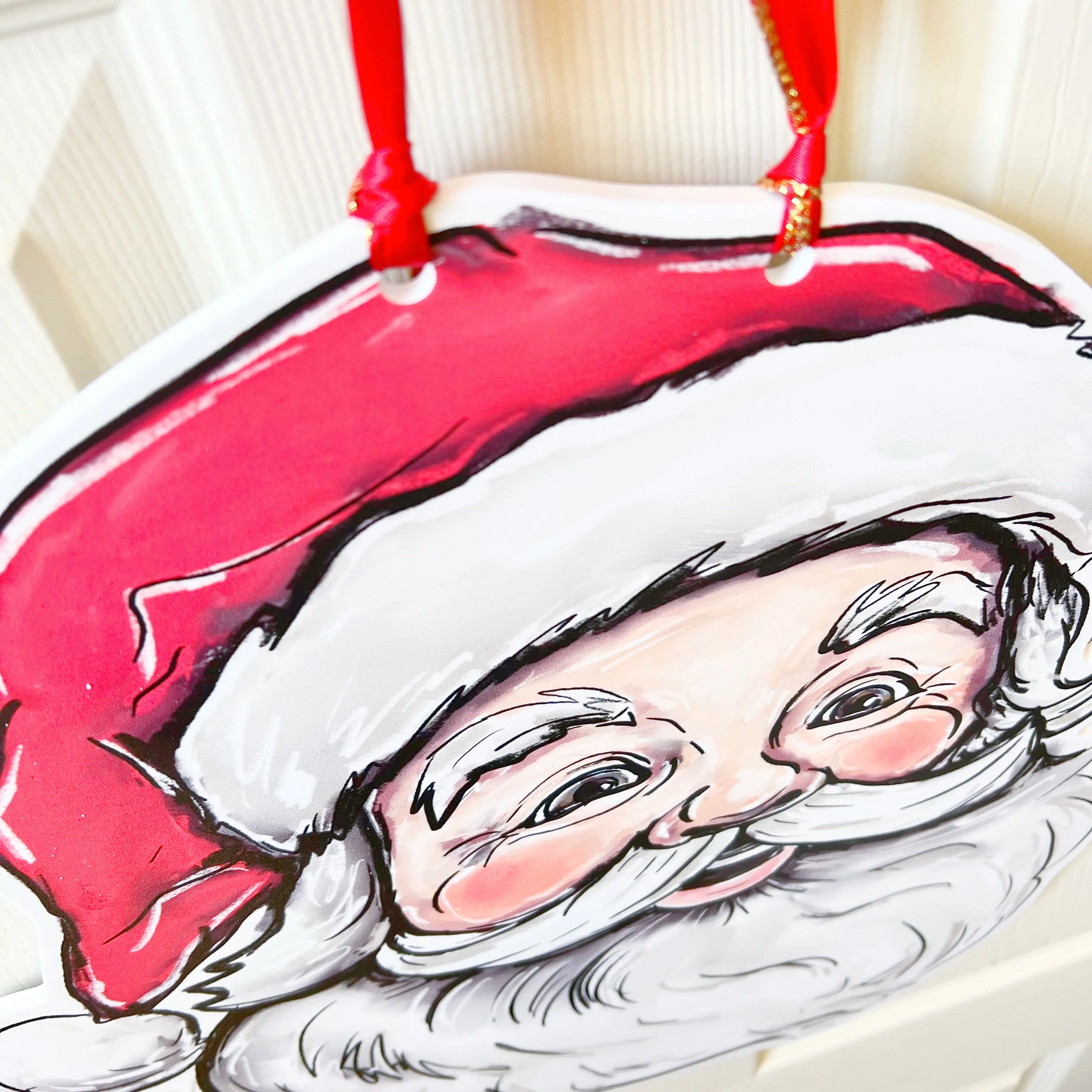 Vintage Jolly Santa Door Hanger