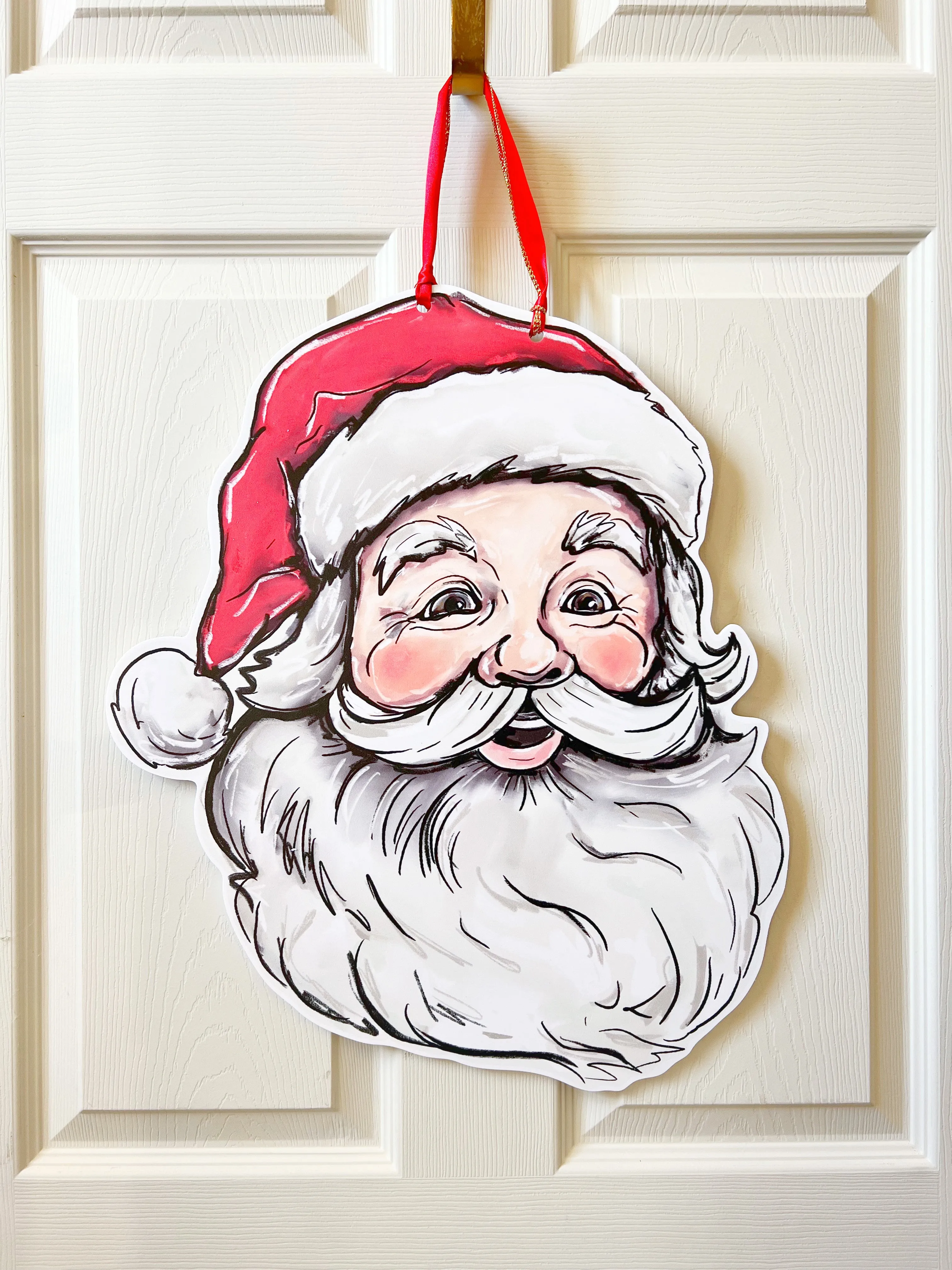 Vintage Jolly Santa Door Hanger