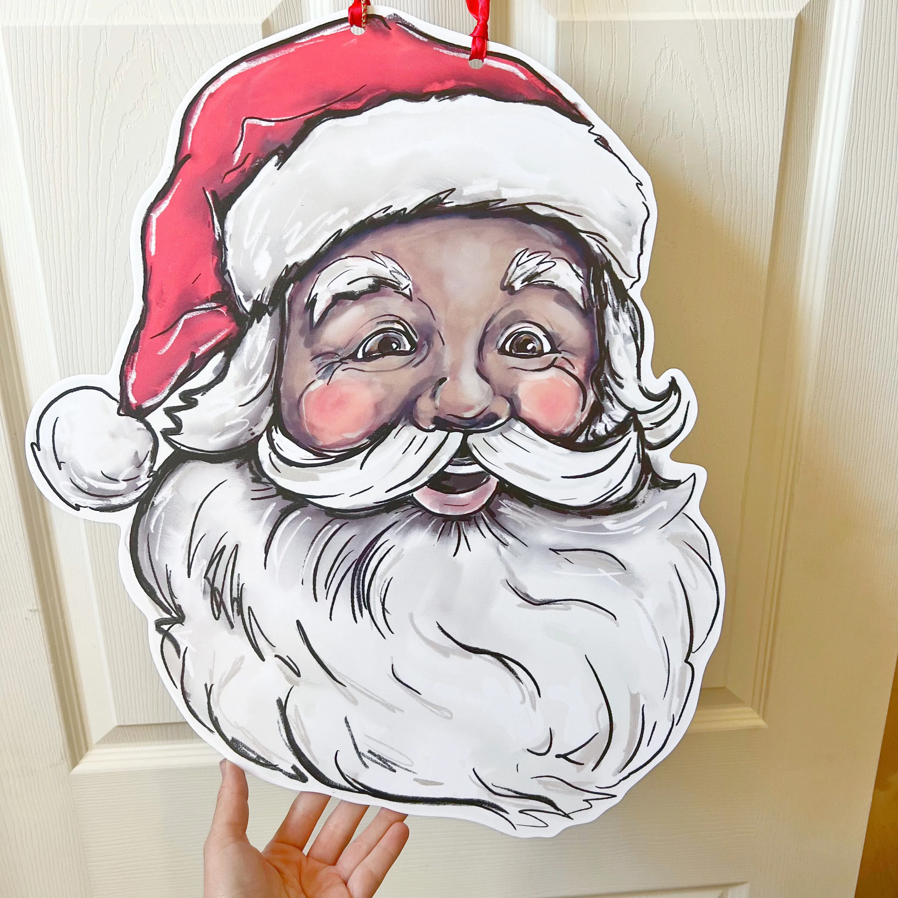 Vintage Jolly Santa Door Hanger