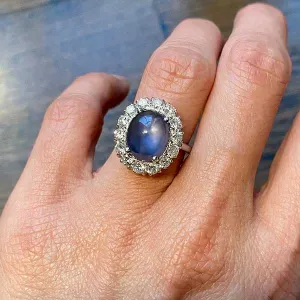 Vintage Star Sapphire & Diamond Ring