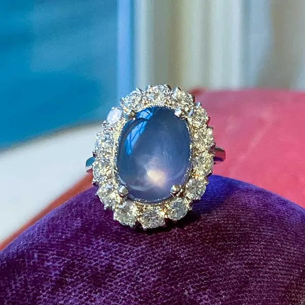 Vintage Star Sapphire & Diamond Ring