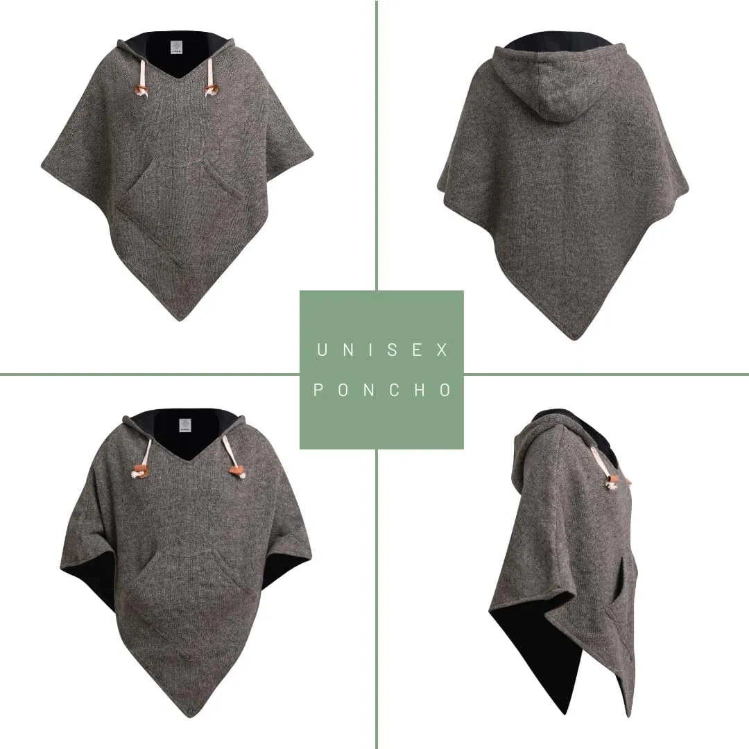 virblatt - Poncho Men & Women | Wool & Fleece | Unisex Hooded Winter Poncho