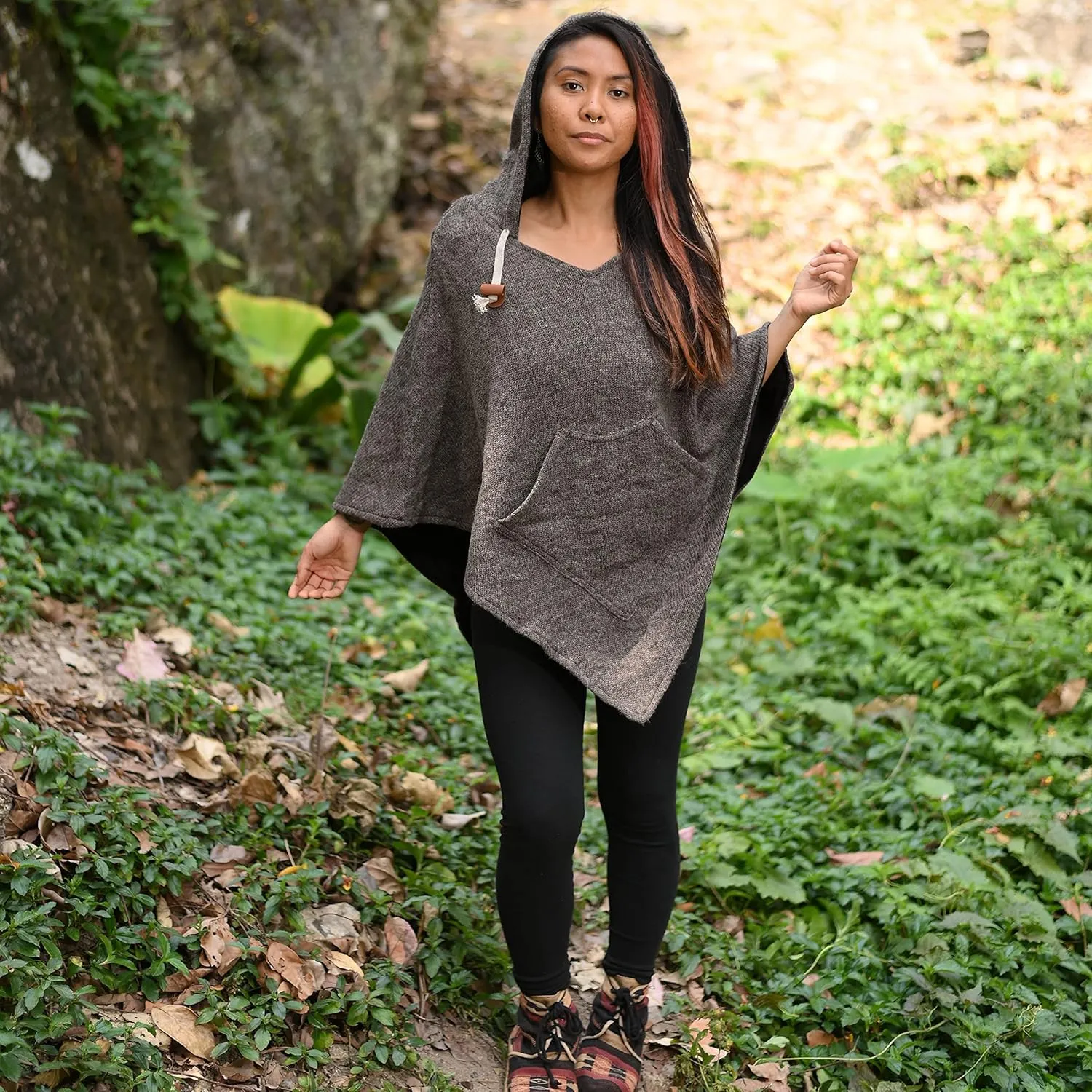 virblatt - Poncho Men & Women | Wool & Fleece | Unisex Hooded Winter Poncho