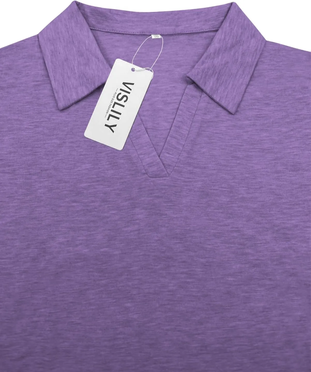 VISLILY Plus-Size-Summer-Tops for Women Collared V Neck Polo Shirts Flowy Tunics Trendy Short Sleeve Blouses 1X-5X
