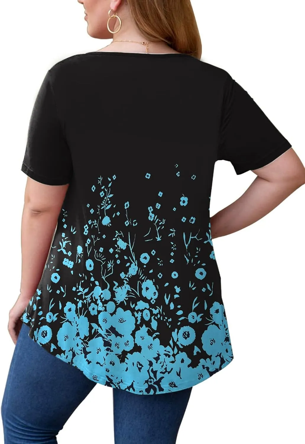 VISLILY Women's-Plus-Size-Tops Summer Lace Tee Shirts Short Sleeve Tunics Flowy Pleated Blouses XL-4XL
