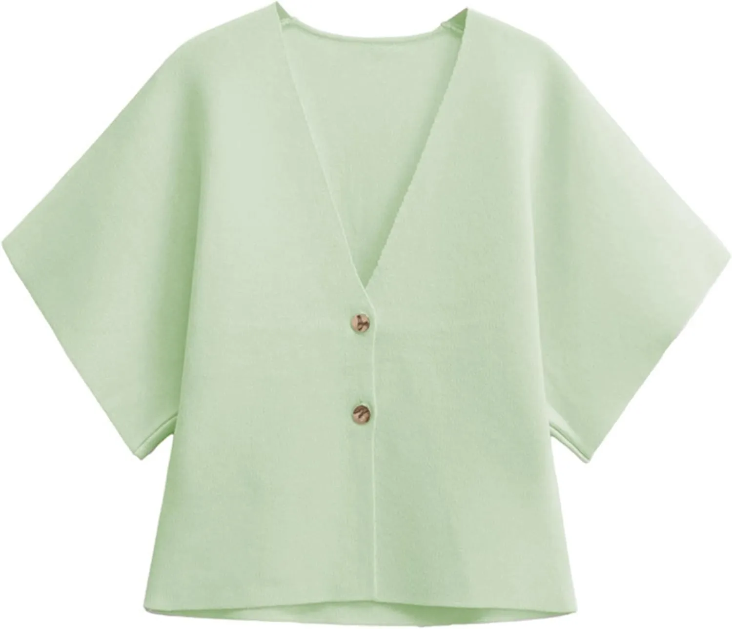 Wanzetaly Womens Oversized Cardigans Short Sleeve Lightweight Button V Neck Casual Knit Sweater Outerwear