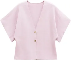Wanzetaly Womens Oversized Cardigans Short Sleeve Lightweight Button V Neck Casual Knit Sweater Outerwear