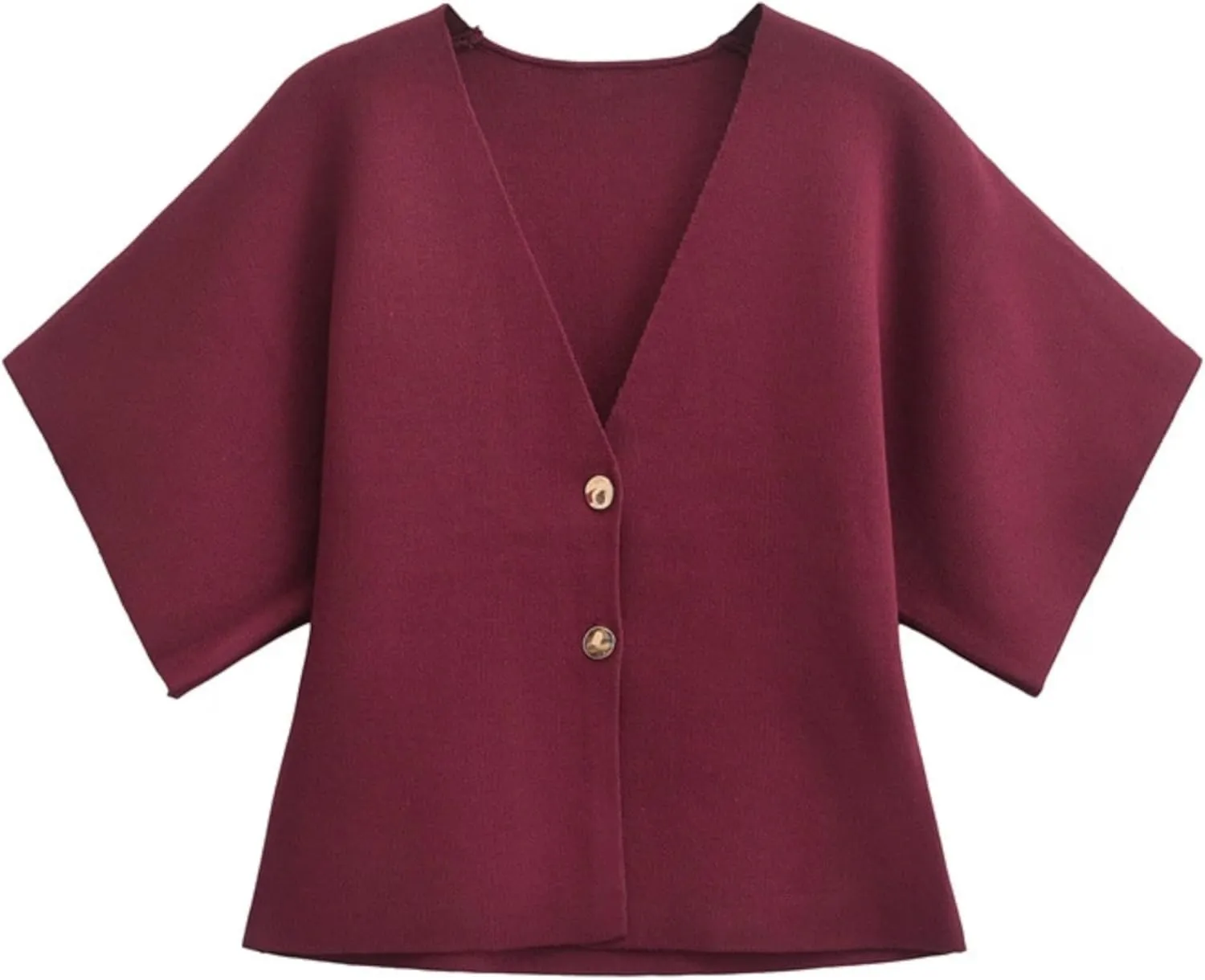 Wanzetaly Womens Oversized Cardigans Short Sleeve Lightweight Button V Neck Casual Knit Sweater Outerwear