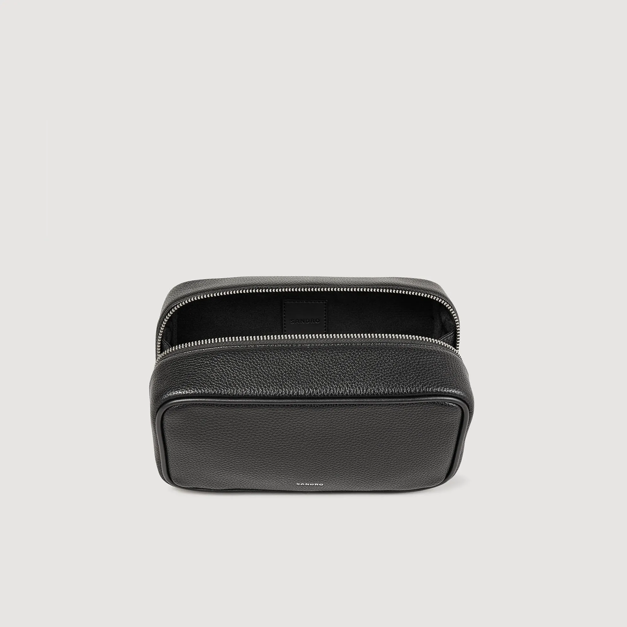 Wash New Toilet Bag In Grained Fabric Black
