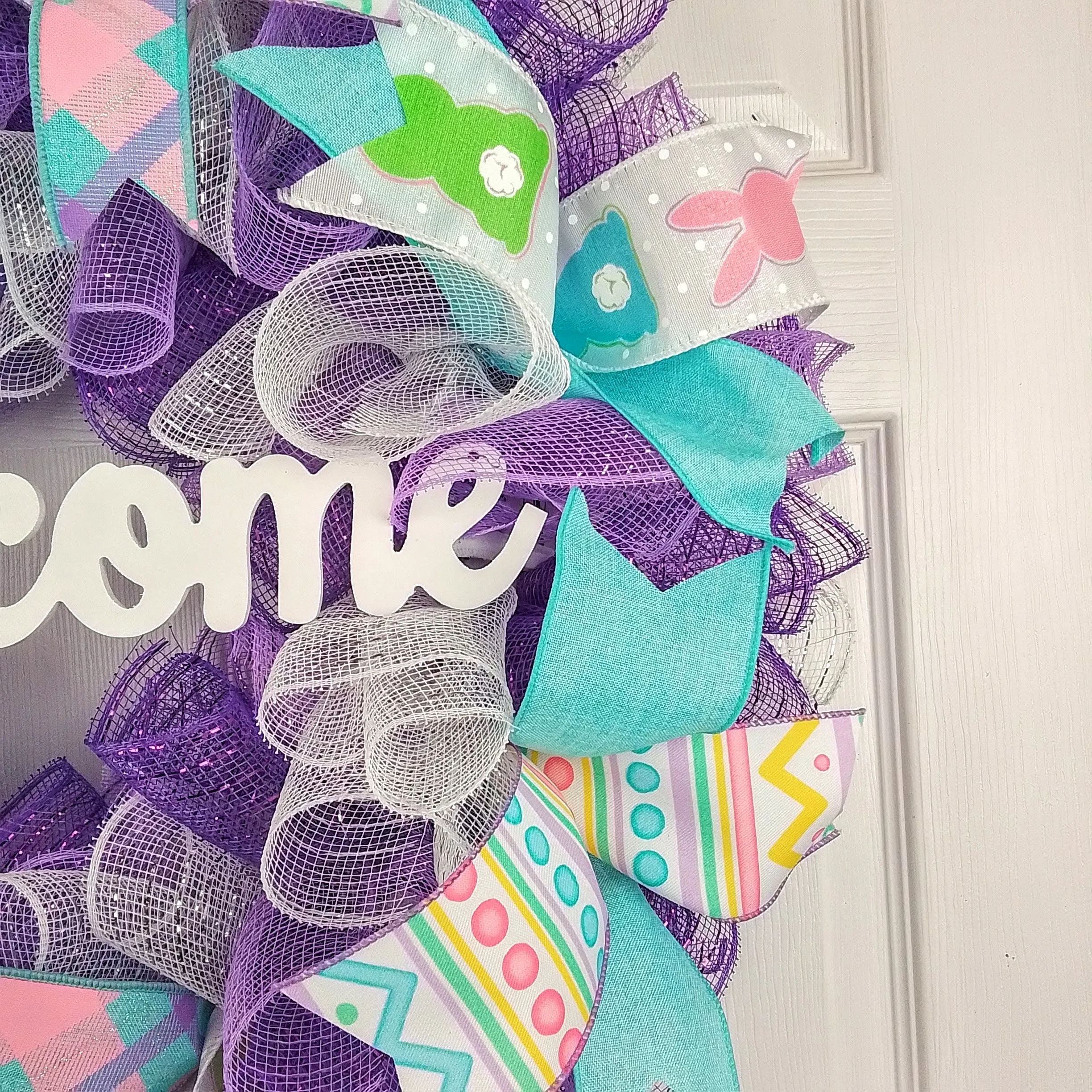 Welcome Easter Wreaths for Door - Jelly Bean Welcome Door Wreath