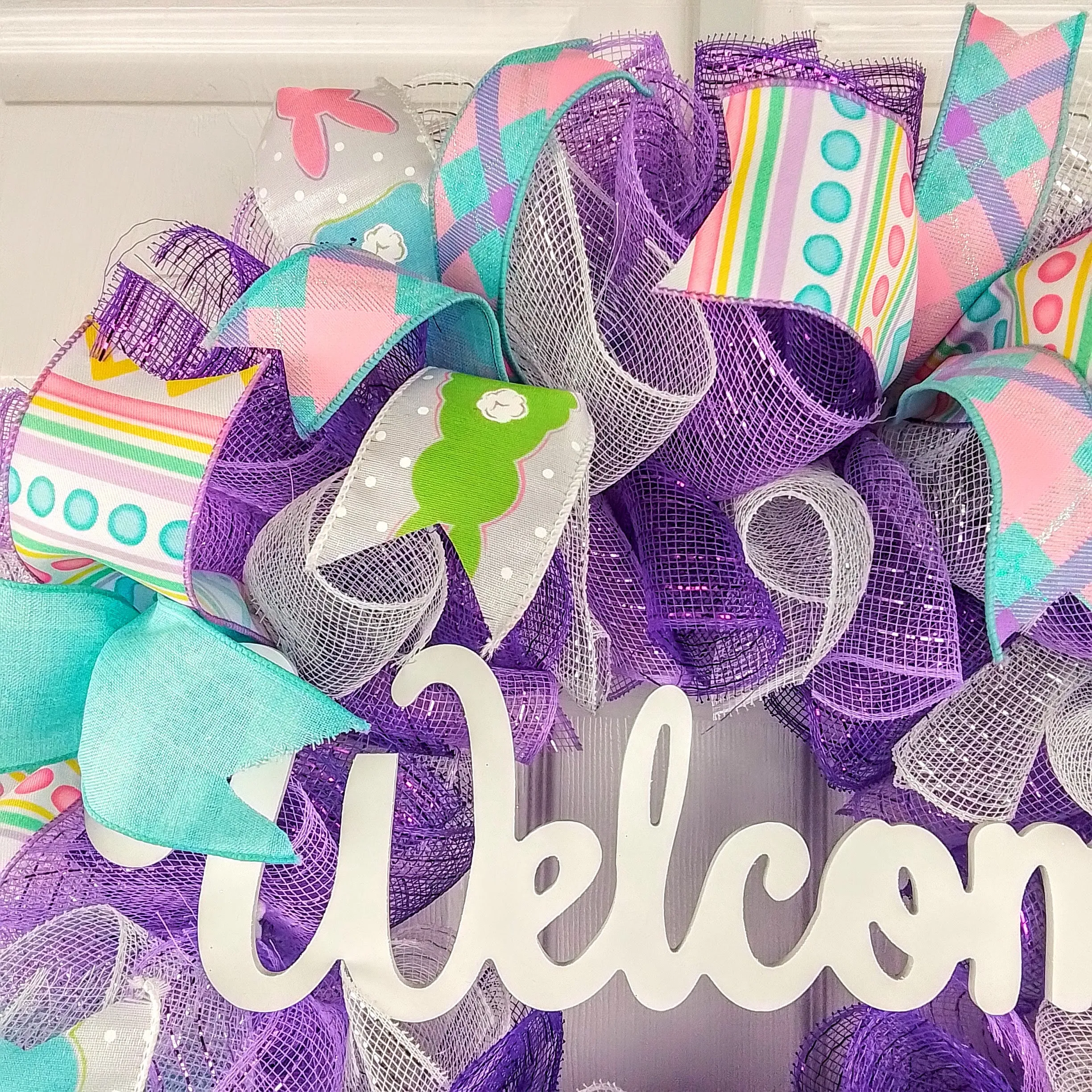 Welcome Easter Wreaths for Door - Jelly Bean Welcome Door Wreath