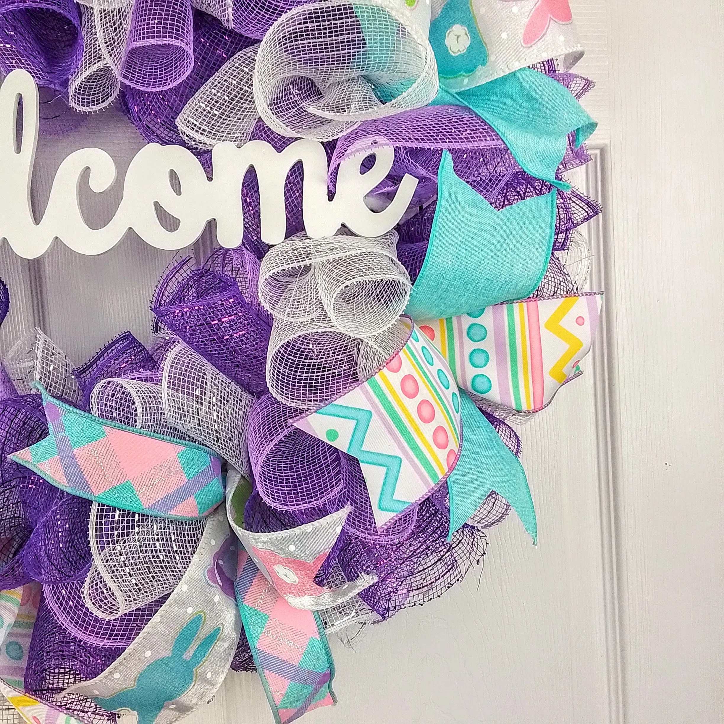 Welcome Easter Wreaths for Door - Jelly Bean Welcome Door Wreath