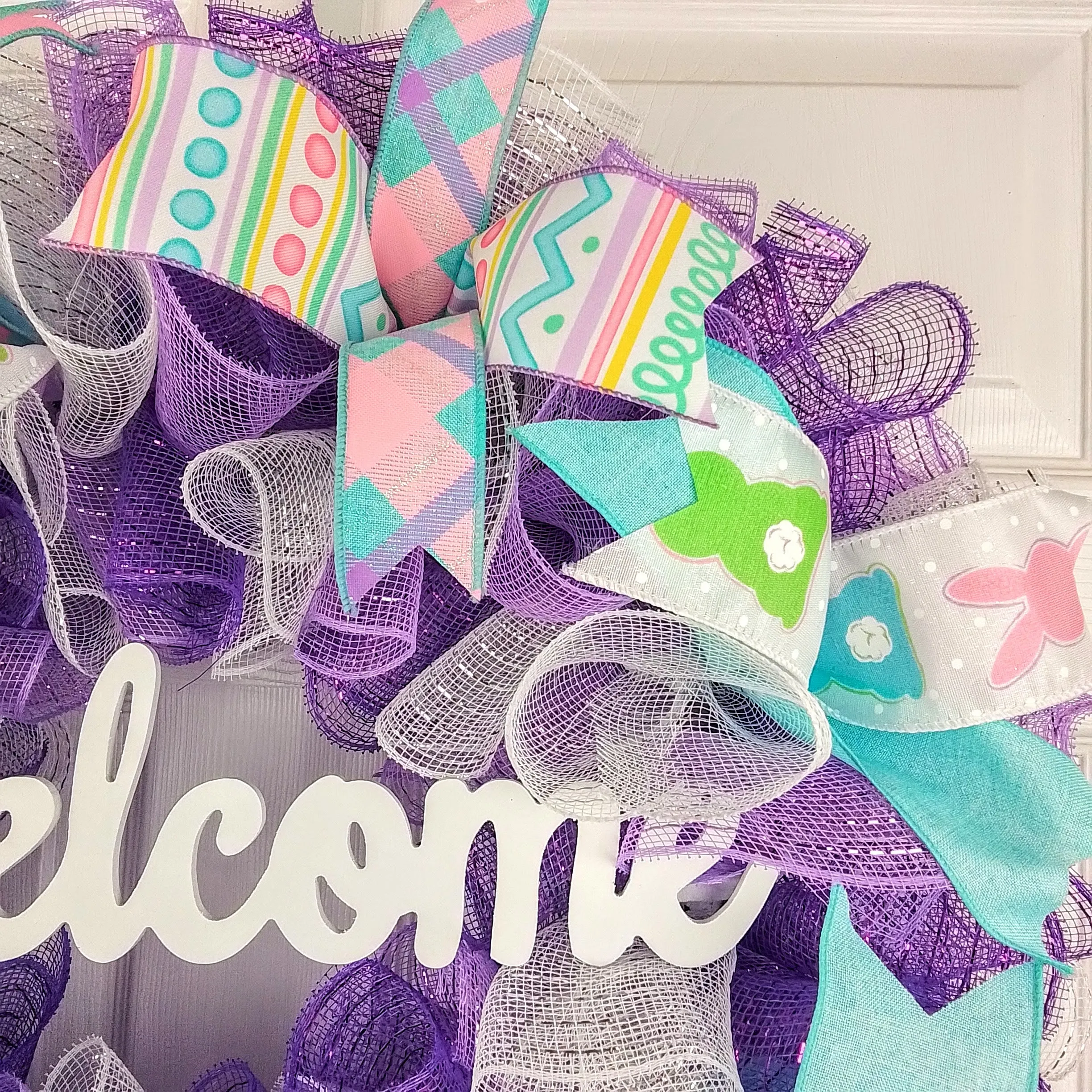 Welcome Easter Wreaths for Door - Jelly Bean Welcome Door Wreath