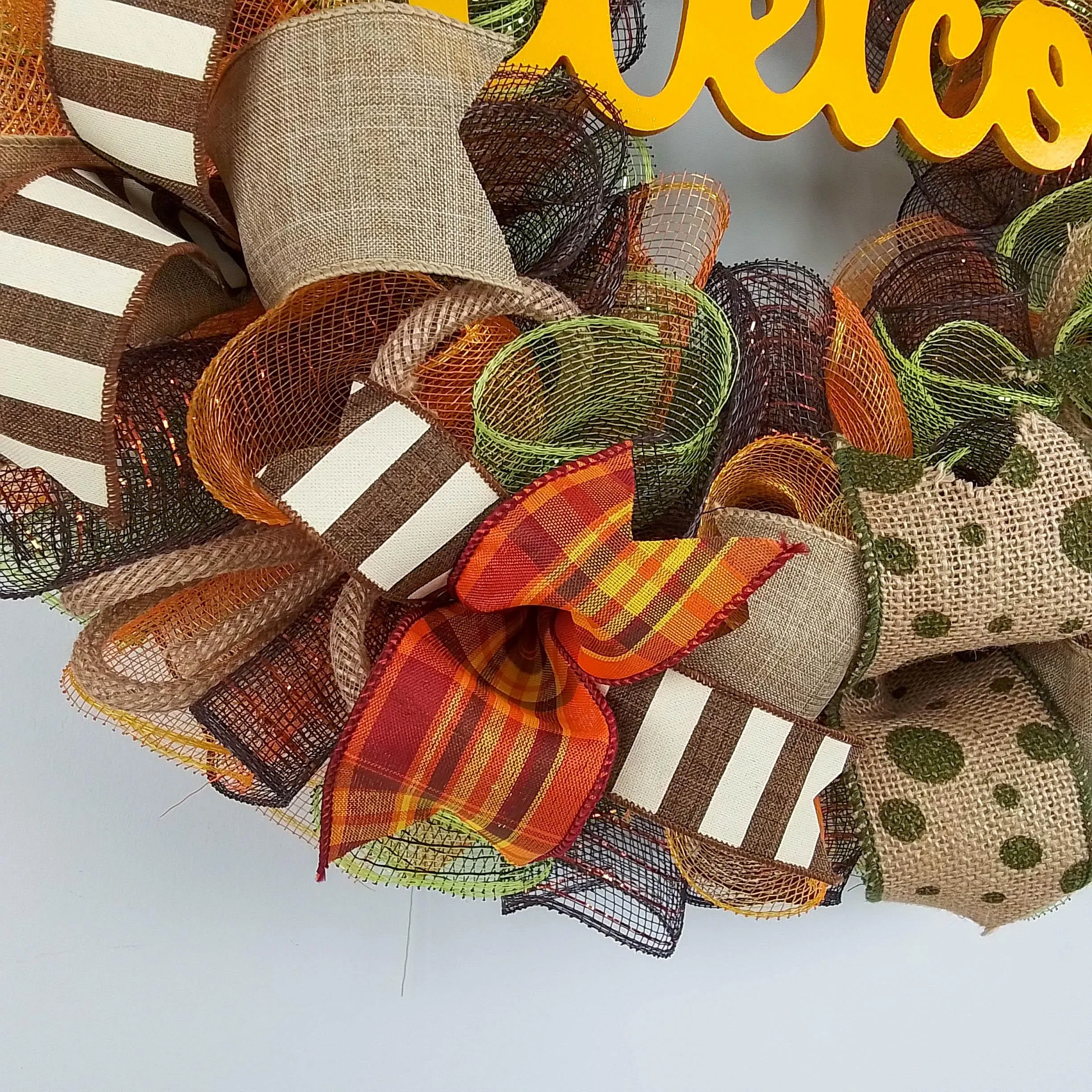 Welcome Fall Wreaths, Thanksgiving Front Door Wreath, Green, Brown : F1