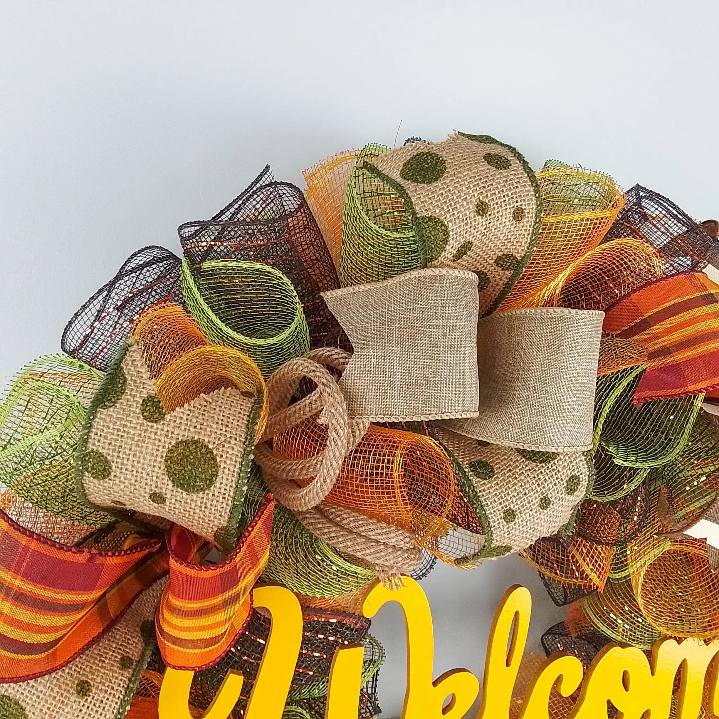 Welcome Fall Wreaths, Thanksgiving Front Door Wreath, Green, Brown : F1